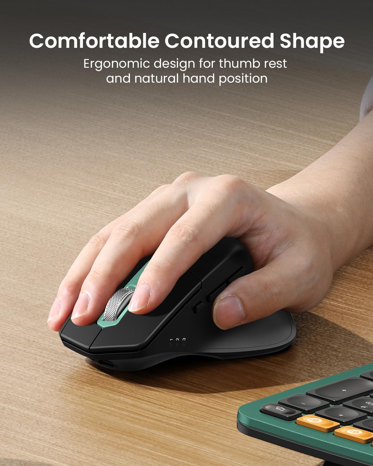 ProtoArc Ergonomic Wireless Keyboard Mouse, EKM01 Plus Full Size Ergo Bluetooth Keyboard Mouse Combo, Split Design, Wrist Rest, Multi-Device, Rechargeable, for Windows/Mac OS - Green