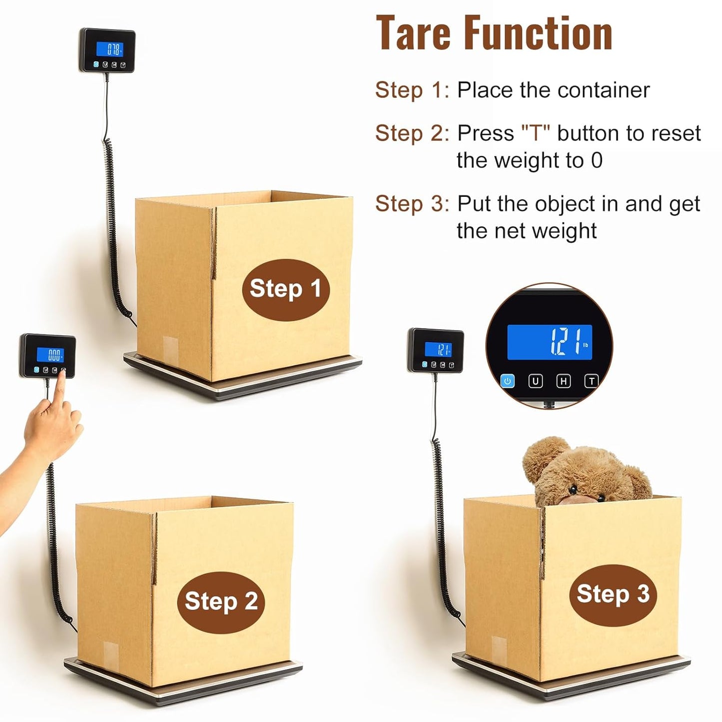 Miseyo 660lbs Heavy Duty Digital Shipping Scale - 0.7oz High Accurate Stainless Steel Postal Scale for Packages, Luggage, Small Business, Warehouse, Battery & Charging Cable Included
