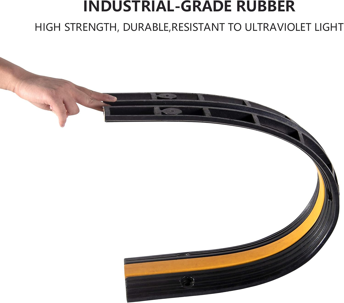 2 Pack Rubber Cable Ramp Hose Cable Protector Ramp 1 Channel 11000Lbs Load Capacity Traffic Speed Bump Wires Power Lines Extension Cord Cover for Indoor Outdoor