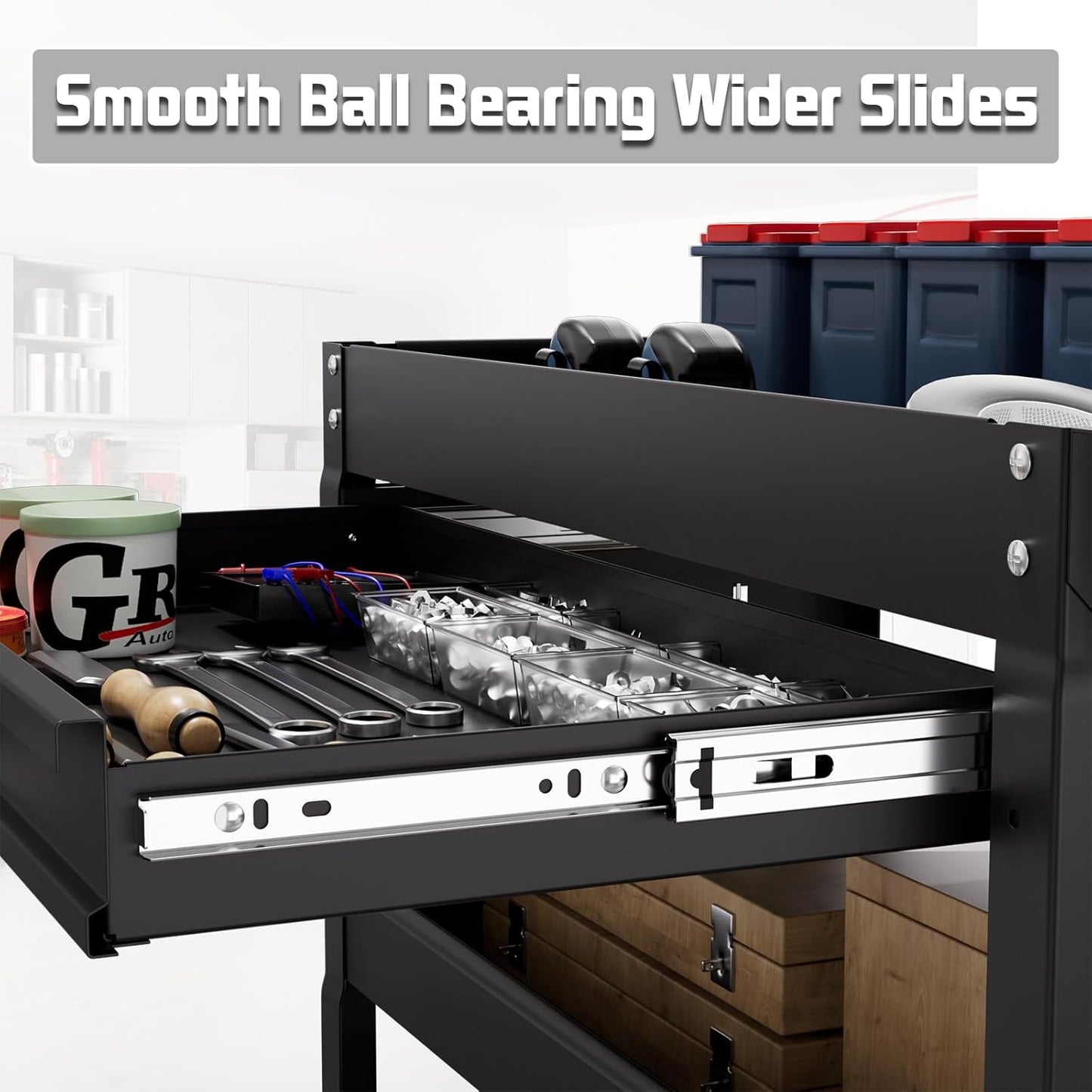 3 Tier Rolling Tool Cart, 400 LBS Capacity Mechanic Tool Carts on Wheels, Heavy Duty Utility Cart with Drawers, Metal Work Cart for Garage, Warehouse and Repair Shop, Matte Black