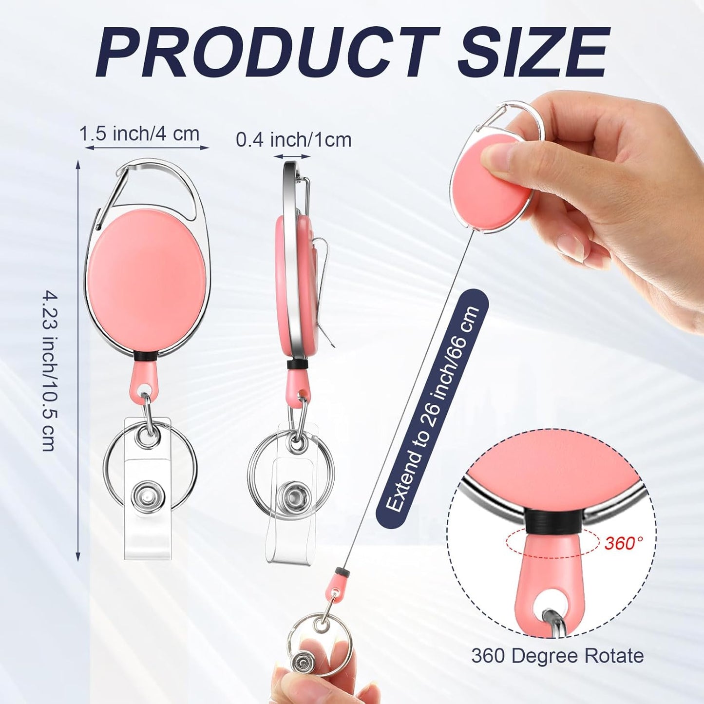 Honoson 50 Pcs Heavy Duty Retractable Badge Reels Batch ID Badge Holder Retractable Clip Bulk Key Holder with Ring for Office Worker Employee, Doctor Nurse Gifts (Multicolor)