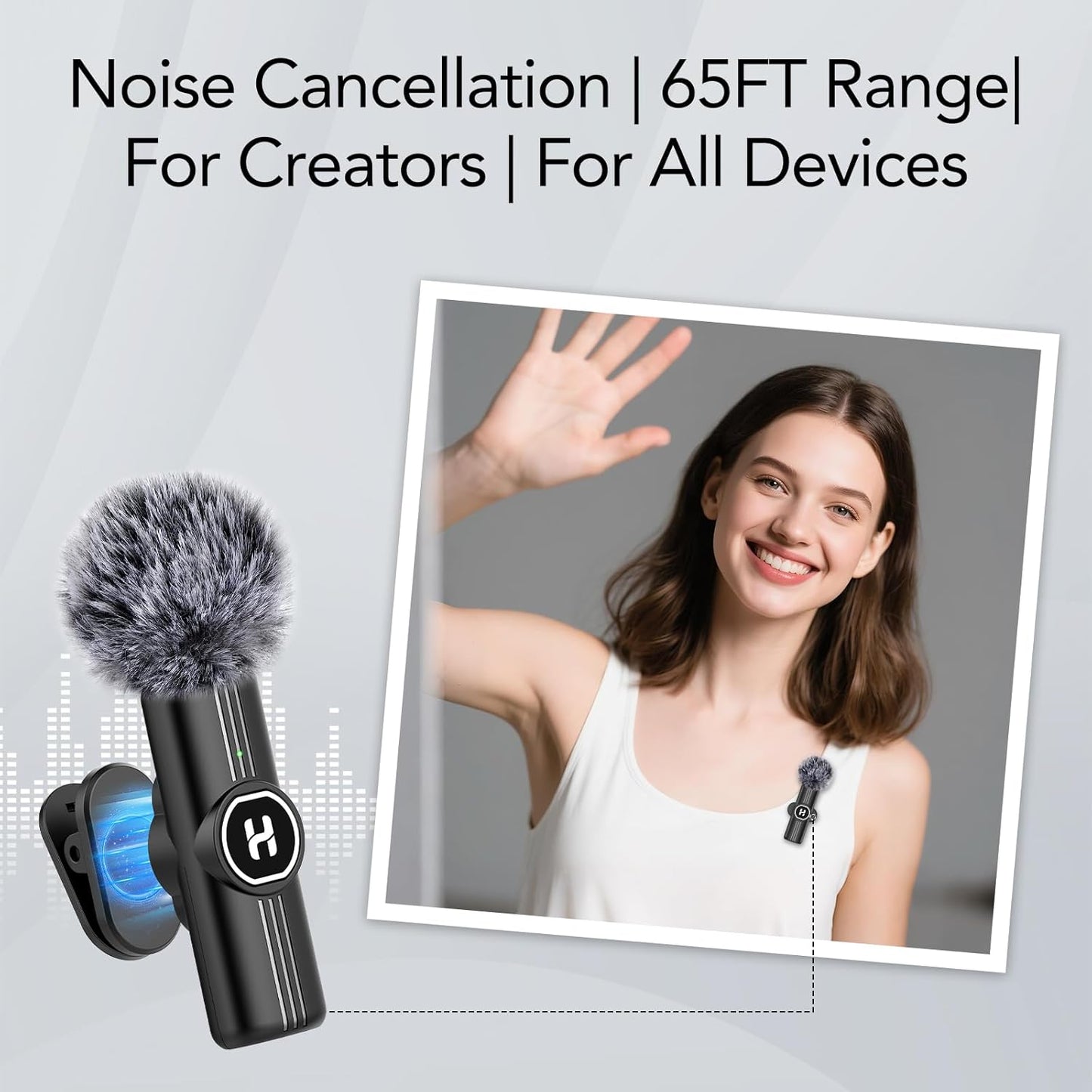 Mini Wireless Lavalier Microphone for iPhone, iPad, Android Phone - Noise Reduction Lapel USB C Bluetooth Mic for Recording, Clip on Omni Lav Mic for Video Recording, Tiktok, YouTube, Vlog