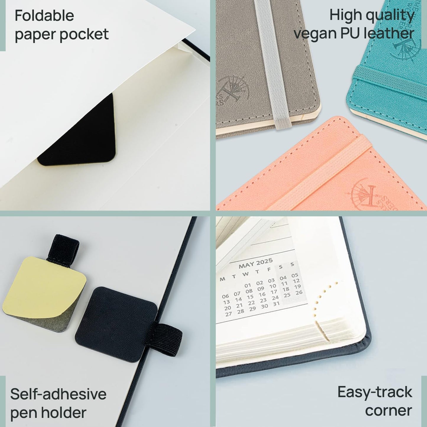 POPRUN Monthly Planner 2025-2026 (Medium- 6.5'' x 8.5'' Soft Cover), 18-Month Calendar Book (Jul.2025-Dec.2026), Calendar Planner with Monthly Tabs & Pocket, 100 GSM Paper - Black