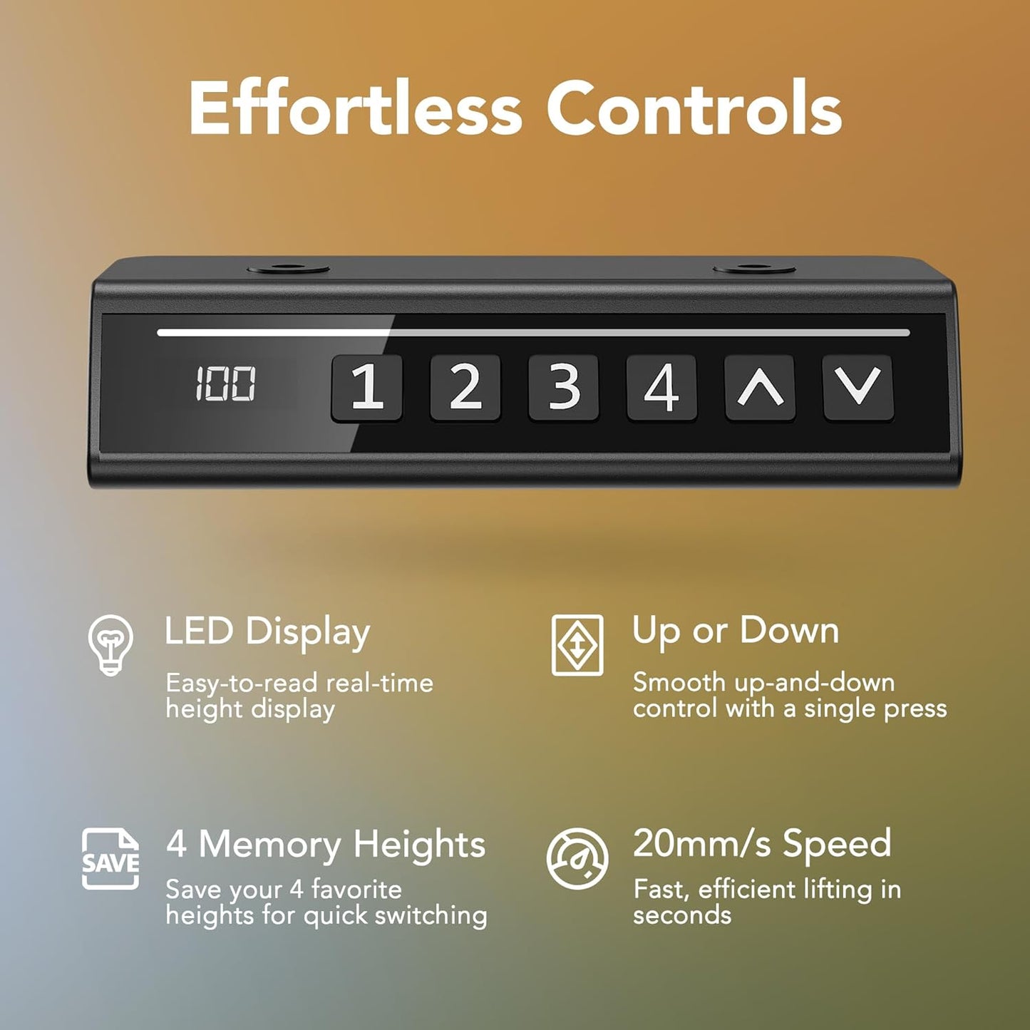 HUANUO 48" Electric Standing Desk Adjustable Height, 4 Memory Height Settings, Sit Stand Up Desk for Home Office & Computer Workstation, Black