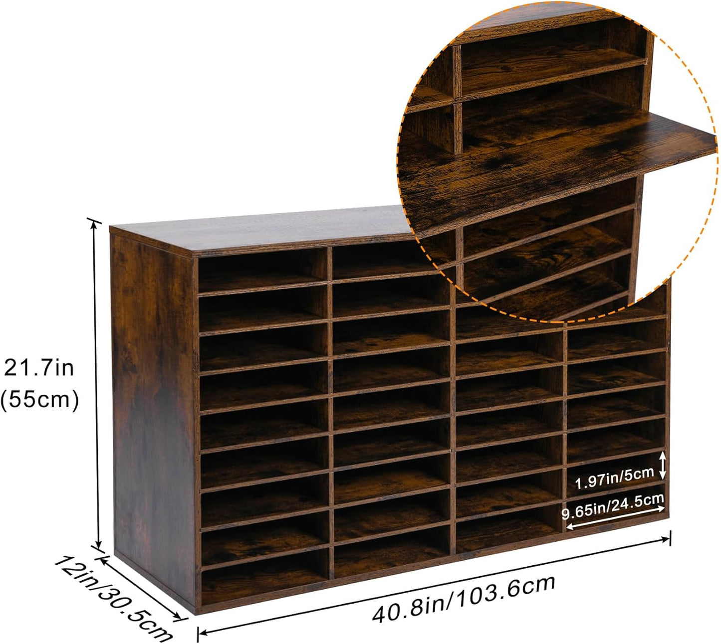 EasyPAG Mail Organizer Countertop, Wood Literature Organizer with Adjustable Shelves, Student Classroom Mailbox for School, Desktop Paper Sorter for Office Home, 36 Compartments, Archaize