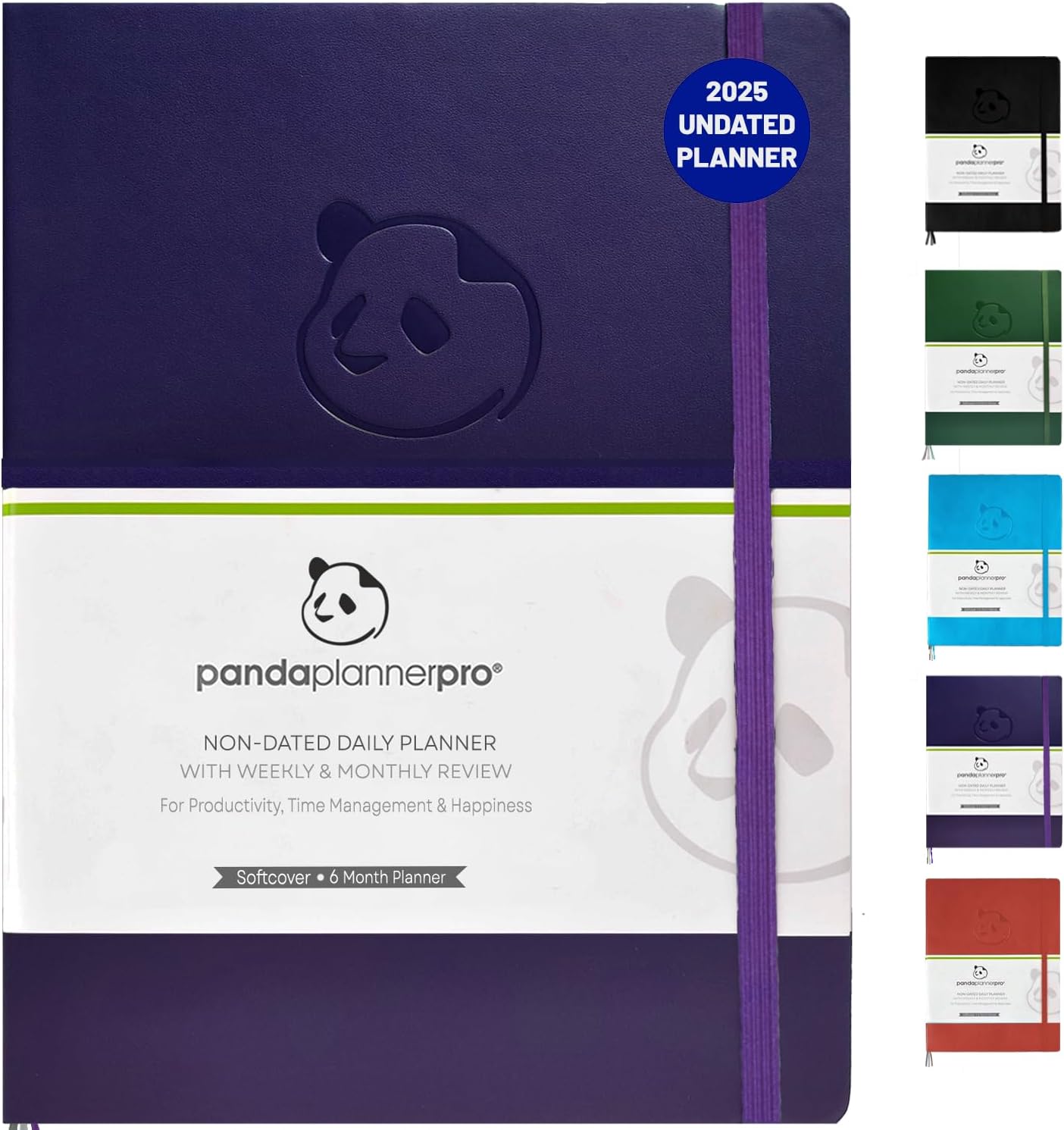 Panda Planner Pro Undated Daily Planner 2025-2026 with Hourly Schedule 8.5"x11" - To Do List Notepad, Daily Journal, Goal Planner, Habit Tracker, Gratitude Journal - Home/Office Supplies - Purple