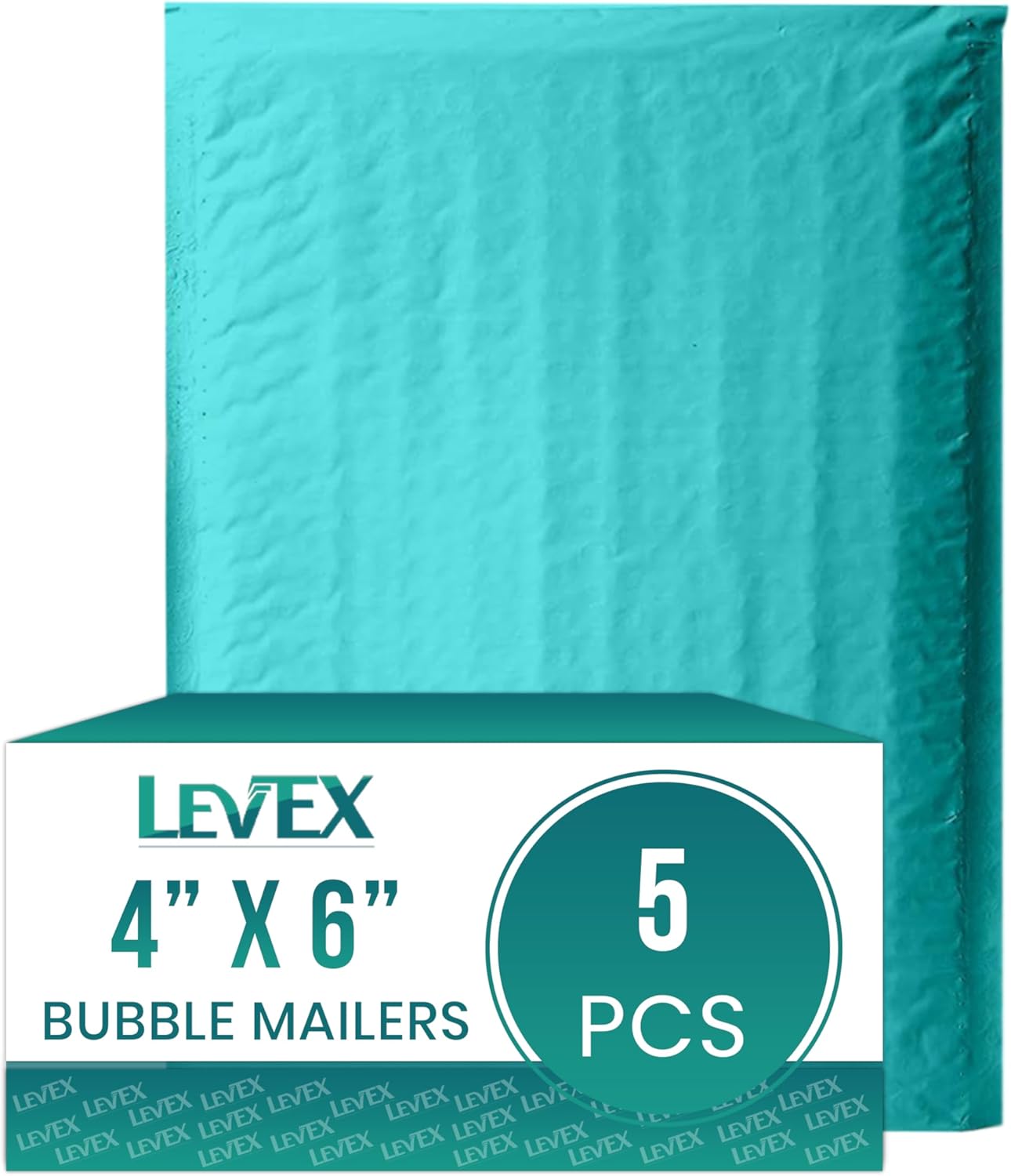Levex - #0000 4" x 6" [5 Pack] Teal Poly Bubble Mailers, Padded Envelope Mailers, Packing Envelope & Mailing Bags for Shipping