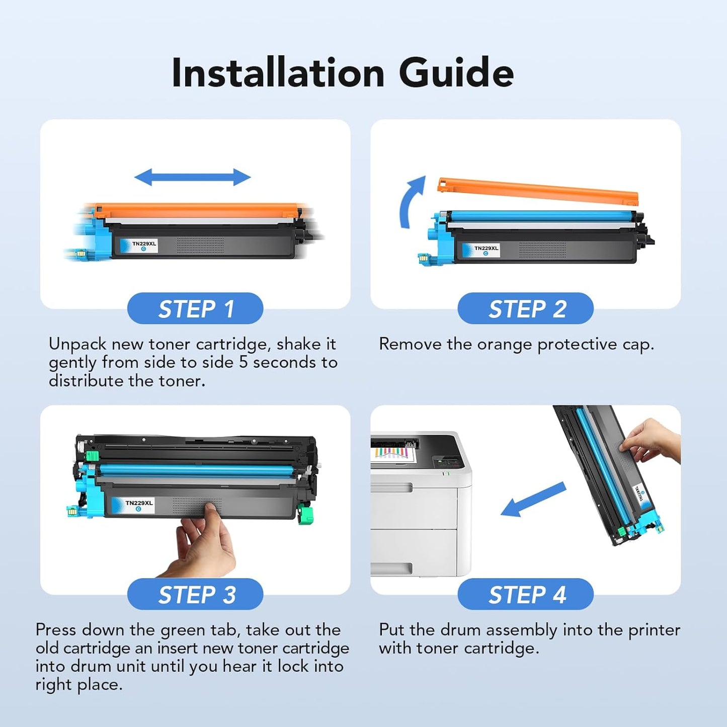 TN229XL Toner Cartridges Replacement for Brother TN229XL Toner Cartridges and for Brother 229xl Toner cartridges 4 Pack Use with MFC-L3780CDW HL-L3280CDW HL-L3220CDW HL-L3295CDW Printer