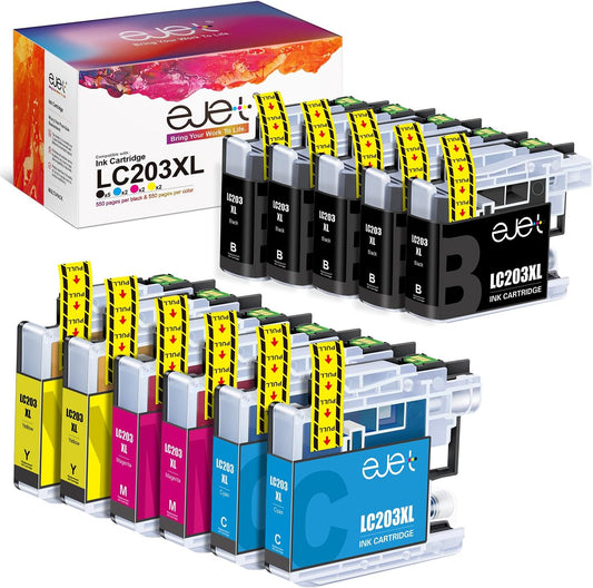 LC203XL LC201 Ink Cartridges Compatible for Brother LC203 Ink Cartridges LC203BK LC201XL Use for Brother MFC-J480DW MFC-J485DW MFC-J880DW MFC-J4420DW(11 Pack: 5 Black, 2 Cyan, 2 Magenta, 2 Yellow)