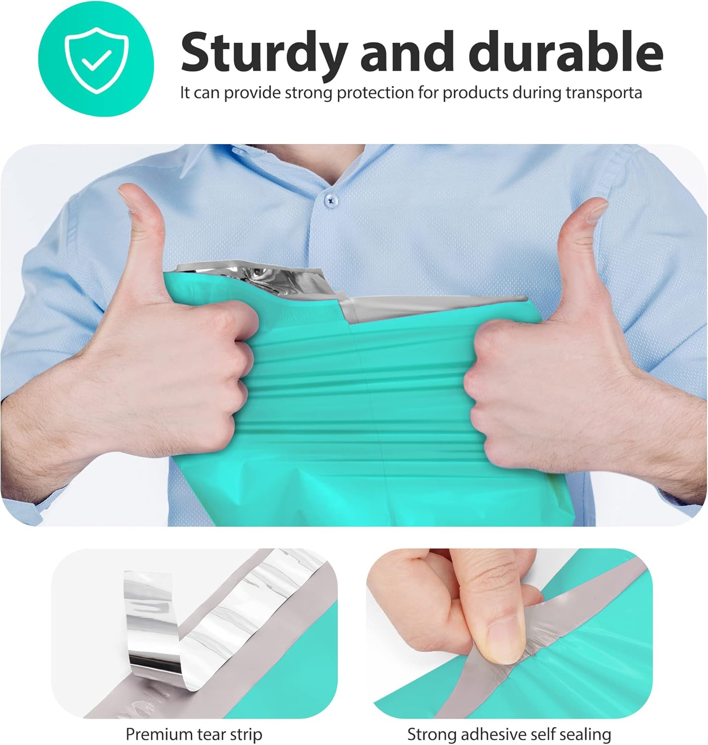 Fuxury Poly Mailers 12x15.5 Inch 200pc Teal, Shipping Envelopes for Clothing, Self Sealing Envelopes Boutique Custom Bags Enhanced Durability Multipurpose Keep Items Safe Protected