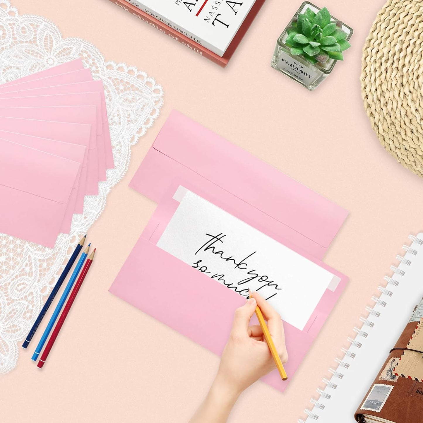 50 Pack #10 Business Envelopes, Pink Standard Envelopes Self Seal, Letter Size Business Mailing Envelopes for Checks Letters Invoices Statements Birthday Graduation Wedding, 4 1/8 x 9 1/2 Inch