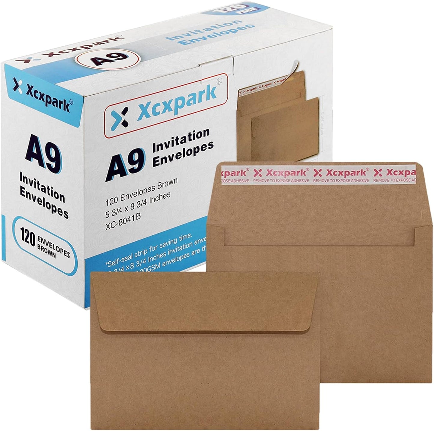 120 Qty A9 Invitation Envelopes 5.75x8.75, Self Seal 120GSM Brown Kraft Paper Envelopes for Invitations, Papers, Photos, Documents, Wedding, Baby Shower, Easy to Seal and Peel