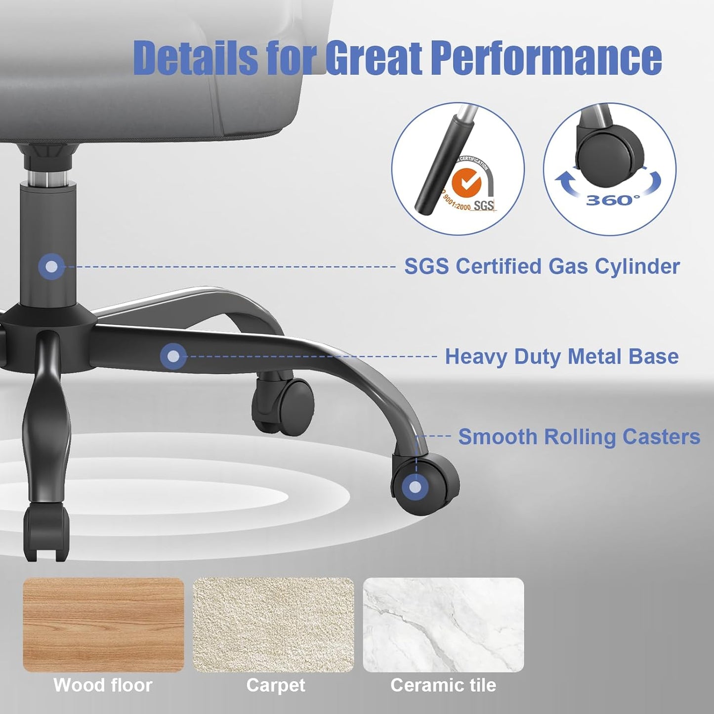 ZZH Executive Office Chair, Leather Desk Computer Chair with Armrests, Mid-Back Swivel Adjustable for Home Office, 1PC, Black