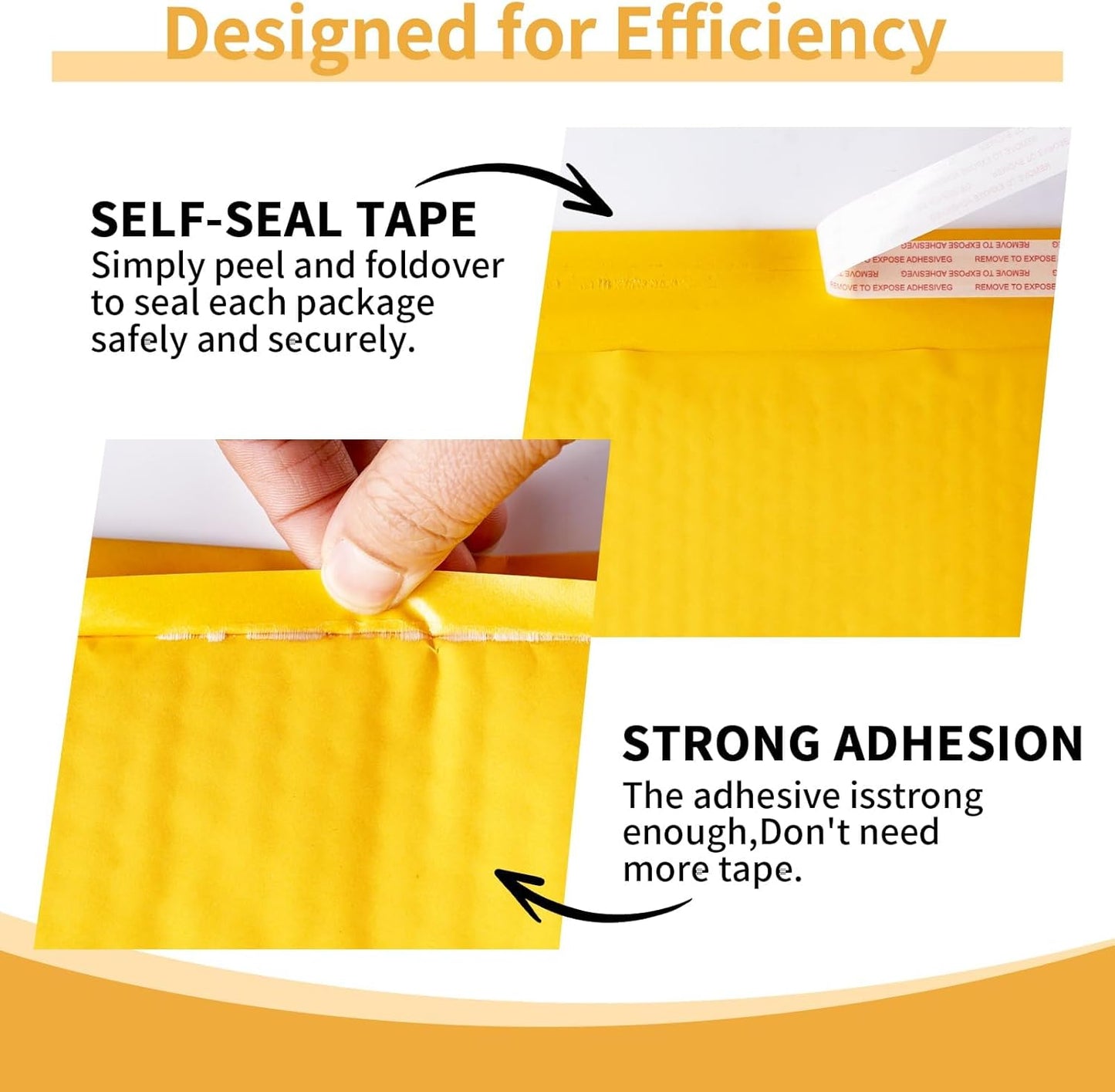 Kraft Bubble Mailers 6×10'' Inch 100 Pack Yellow Padded Envelopes Self-Sealing Mail Shipping Bags for Mailing Cards Jewelry Makeup and Small Business Packaging