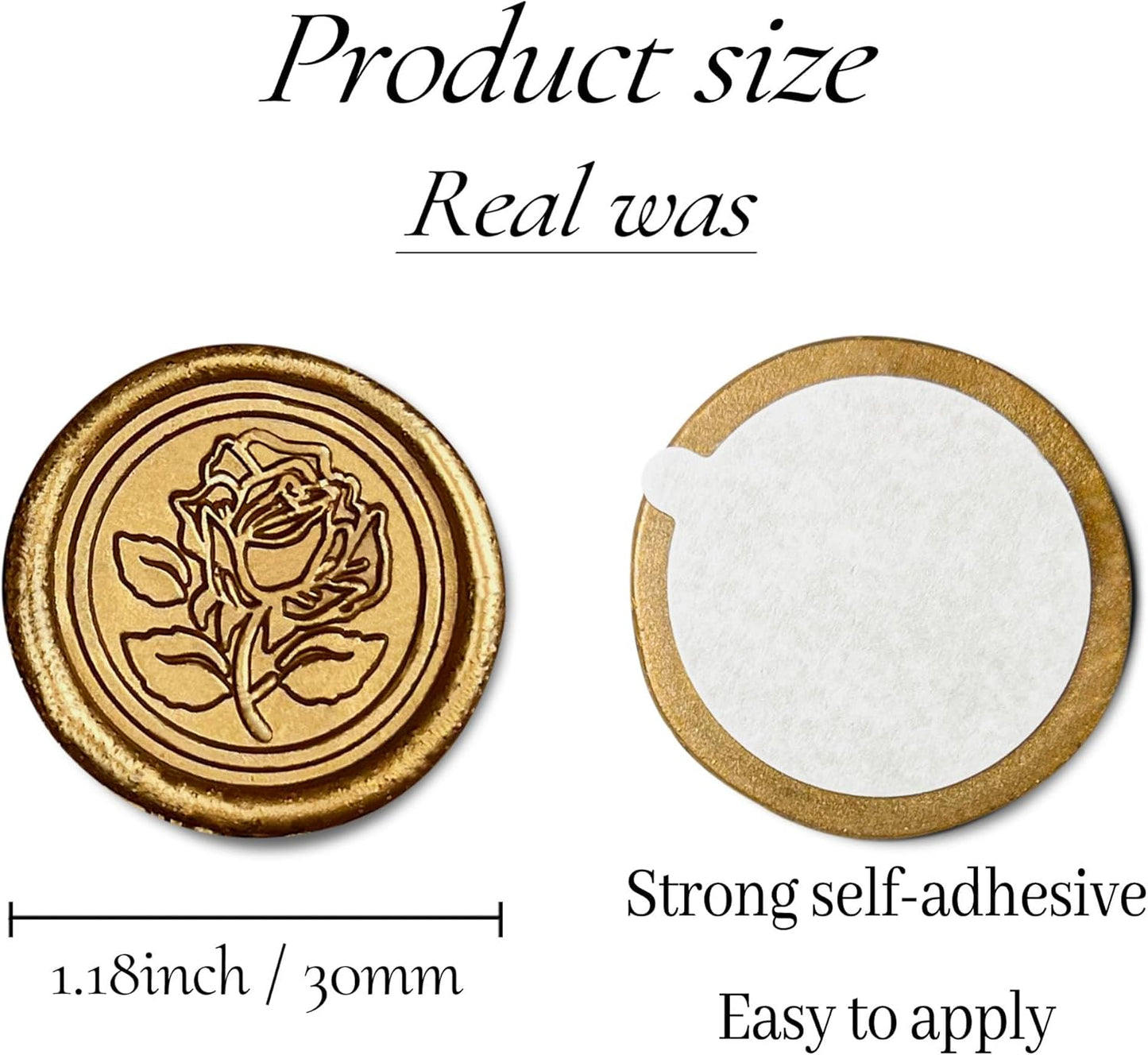 100Pcs Wax Seal Stickers Handmade Envelope Seals Self Adhesive Wax Stickers for Wedding Party Invitations, Envelope, Gift Wrap, Christmas(Rose Style, Bronze)