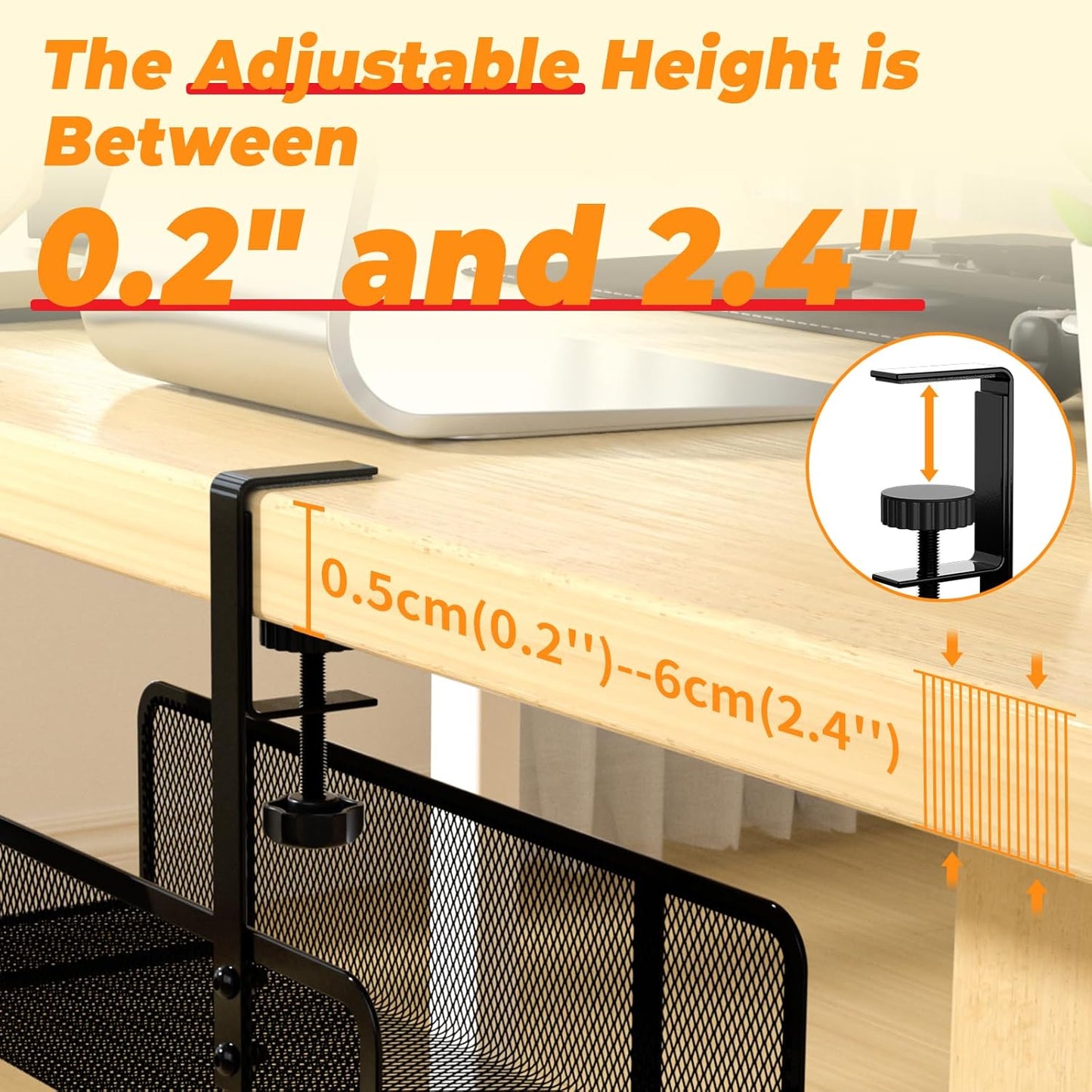 Under Desk Cable Management Tray, Wire Management Desk Cable Organizer Cable Management Box, Cord Organizer Under Desk Storage Cable Raceways for Office, Home - No Damage to Desk No Drill