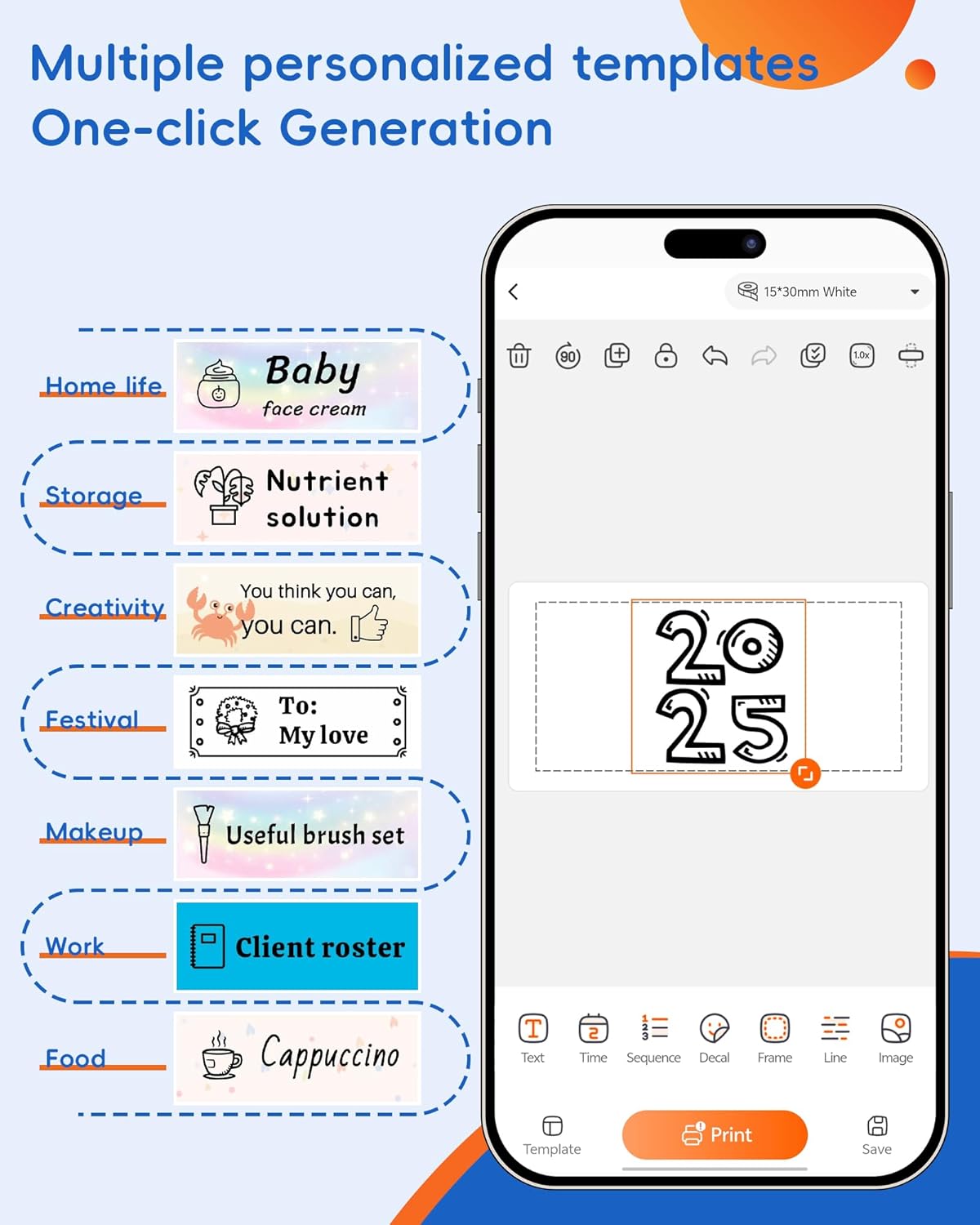 Label Maker Machine with 3 Tapes, D11s Bluetooth Label Maker Waterproof Labels, Portable Mini Label Printer with Various Templates for Home Office School, Blue