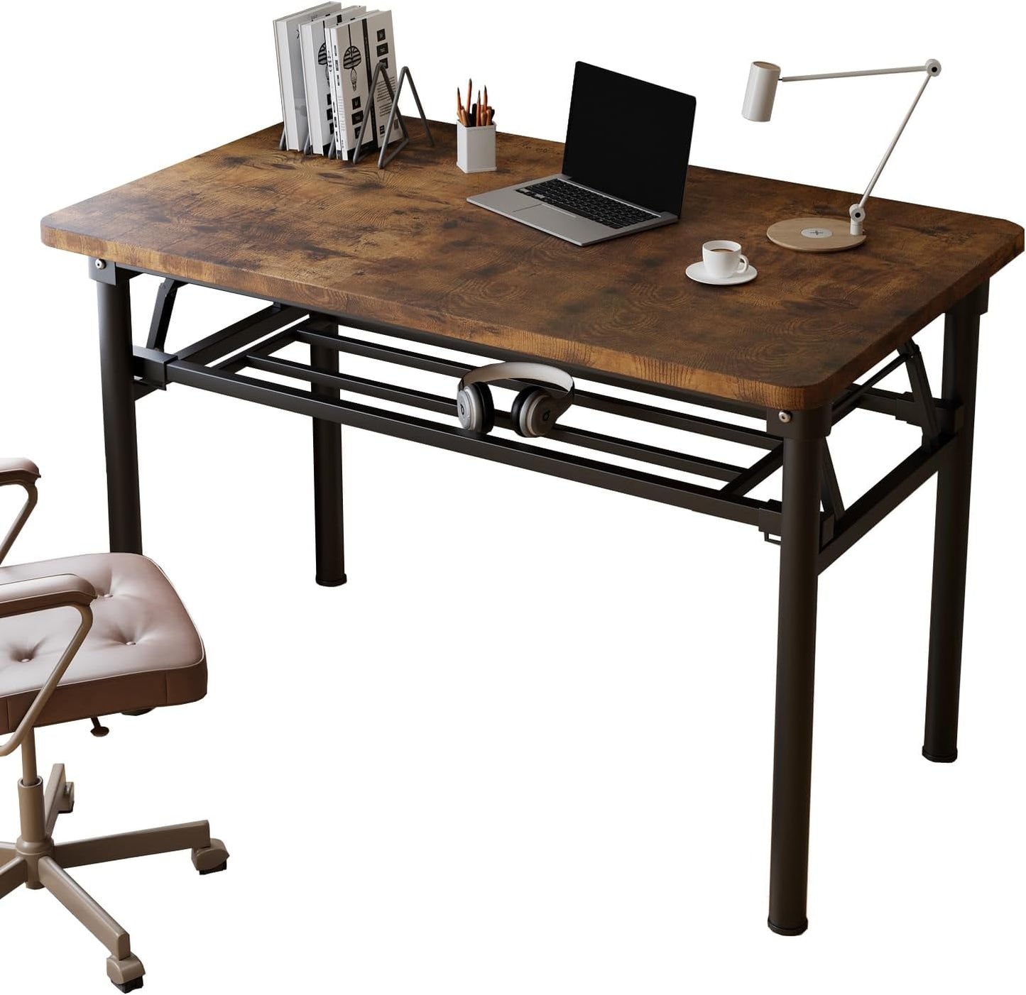 Small Folding Desk No Assembly,31.5 Inch Folding Computer Desk Small Foldable Table for Home Office.