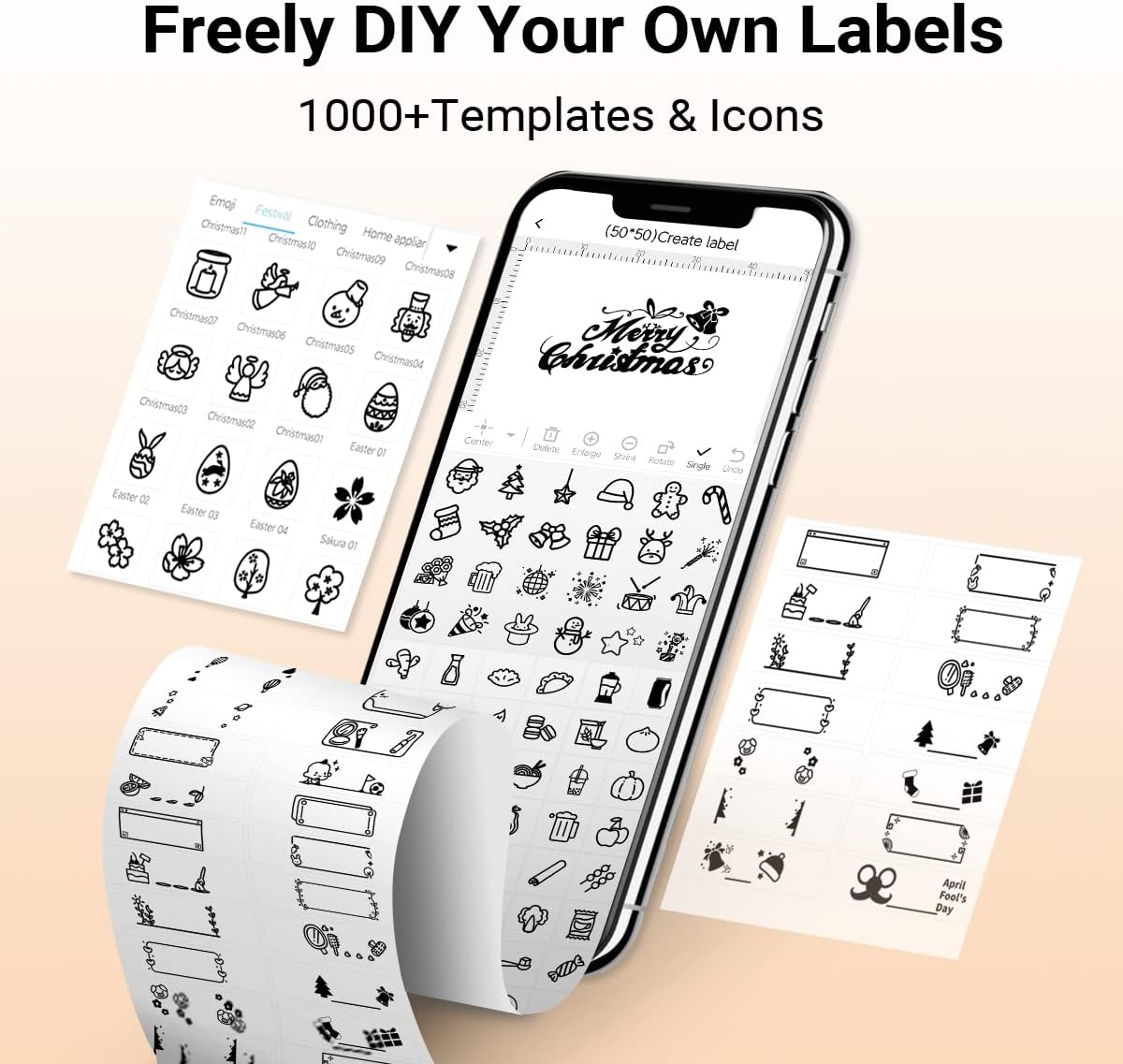 Phomemo Label Maker- M221 Address Label Printer 3’’ Portable Bluetooth Label Maker Machine for Barcode, Address, Logo, Mailing, Stickers, Small Business, Home, Office, White