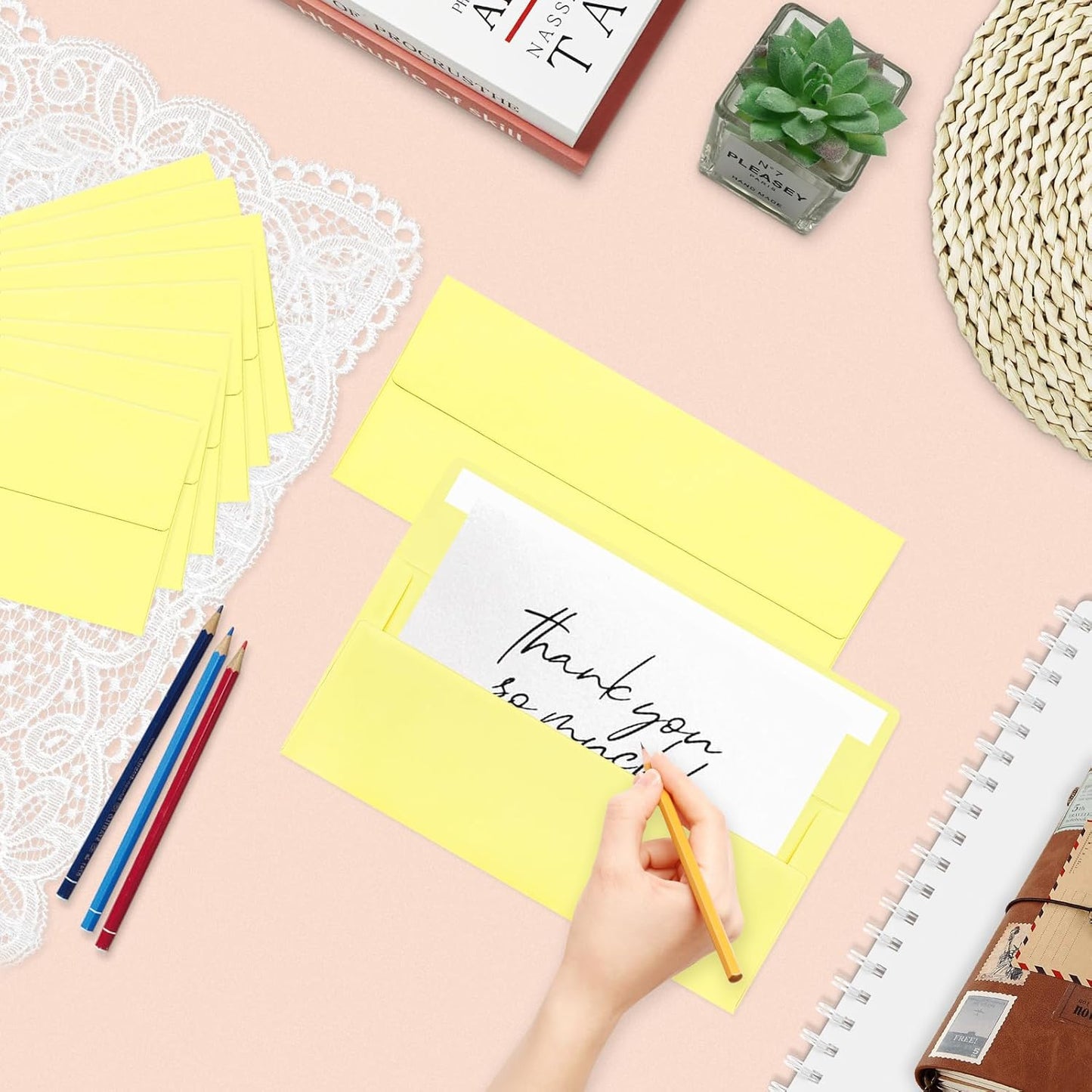 50 Pack #10 Business Envelopes, Light Yellow Standard Envelopes Self Seal, Letter Size Mailing Envelopes for Checks Letters Invoices Christmas Birthday Graduation Wedding, 4 1/8 x 9 1/2 Inch