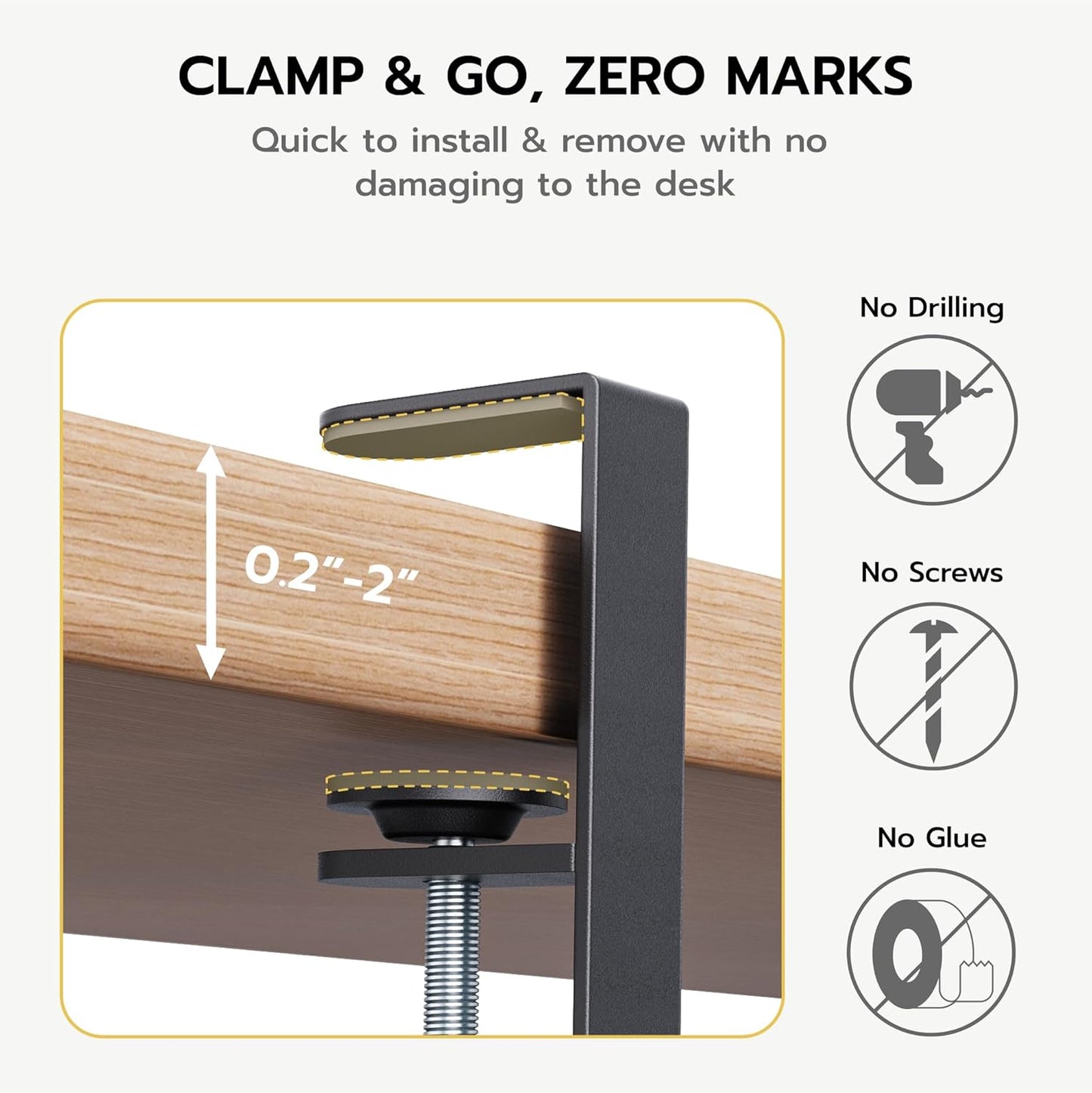 ARES WING 17"-28.7" Extendable Under Desk Cable Management Tray with Cable Slots, Clamp On Cord Organizer Holds Up to 11 lbs, Black Metal Under Desk Storage for Office and Gaming Accessories