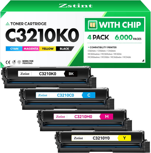 C3210K0 C3210C0 C3210M0 C3210Y0 Toner Cartridge（4-Pack with chip） Replacement Compatible for Lexmark C3224dw C3326dw C3426dw MC3224adwe MC3224dwe MC3224i MC3326adwe MC3326i MC3426adw MC3426i Printer
