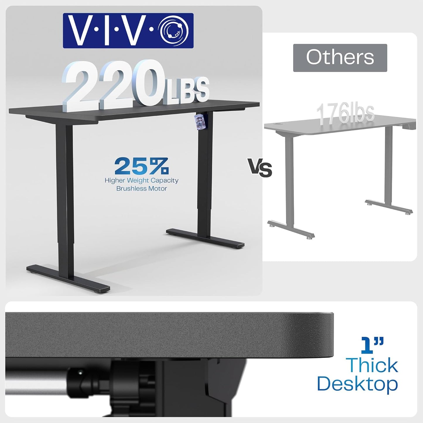 VIVO Electric 55 x 28 in Standing Desk, Memory Height Adjustment, 1B Series, One-Piece Dark Gray Top, Gray Frame, DESK-KIT-1G55G