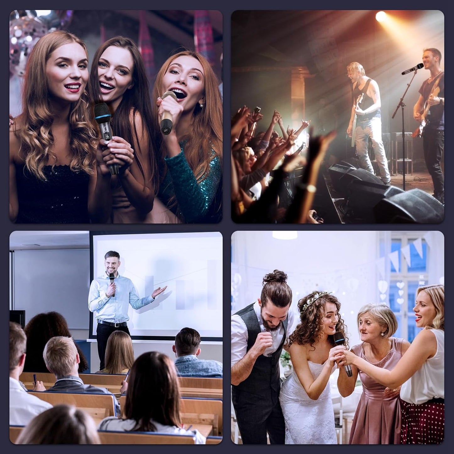 Wireless Microphones for Karaoke: Dual Professional Karaoke Microphone for Singing, Rechargeable Dynamic UHF Mic System with Receiver for Church, Party, Meeting, Speech, PA System, Plug and Play