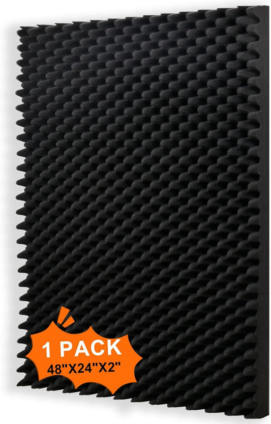 1 pack, 48x24x2 inches acoustic foam panels Egg Crate Foam Padding sound proof panels for walls Soundproof Foam Studio Acoustic Treatment Studio Foam panels Soundproofing Used to Absorb Echoes