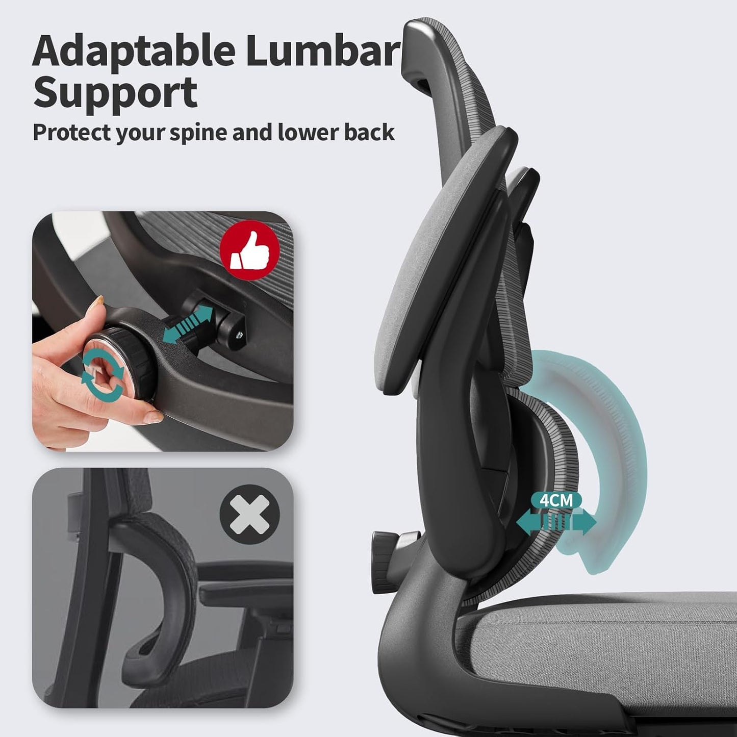 TRALT Office Chair - Ergonomic Desk Chair with Adjustable Lumbar Support, Mesh Computer Chair, Executive Chairs for Home Office Comfortable Lumbar Support (Dark Gray)