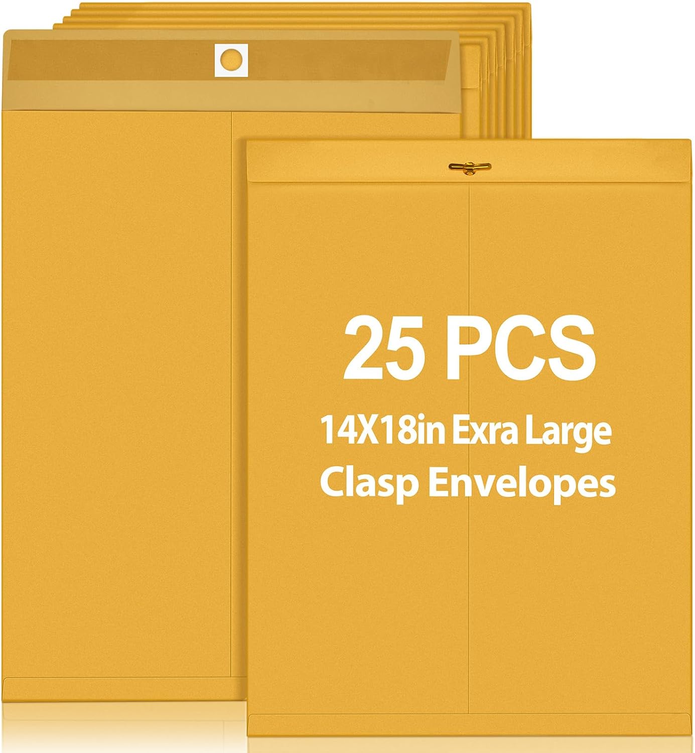 25 Pcs Clasp Envelope 14 x 18 Inch Large Manilla Envelopes with Clasp Closure 32lb for Mailing Thick Documents Home, Business, Legal or School Office Storing(Golden)