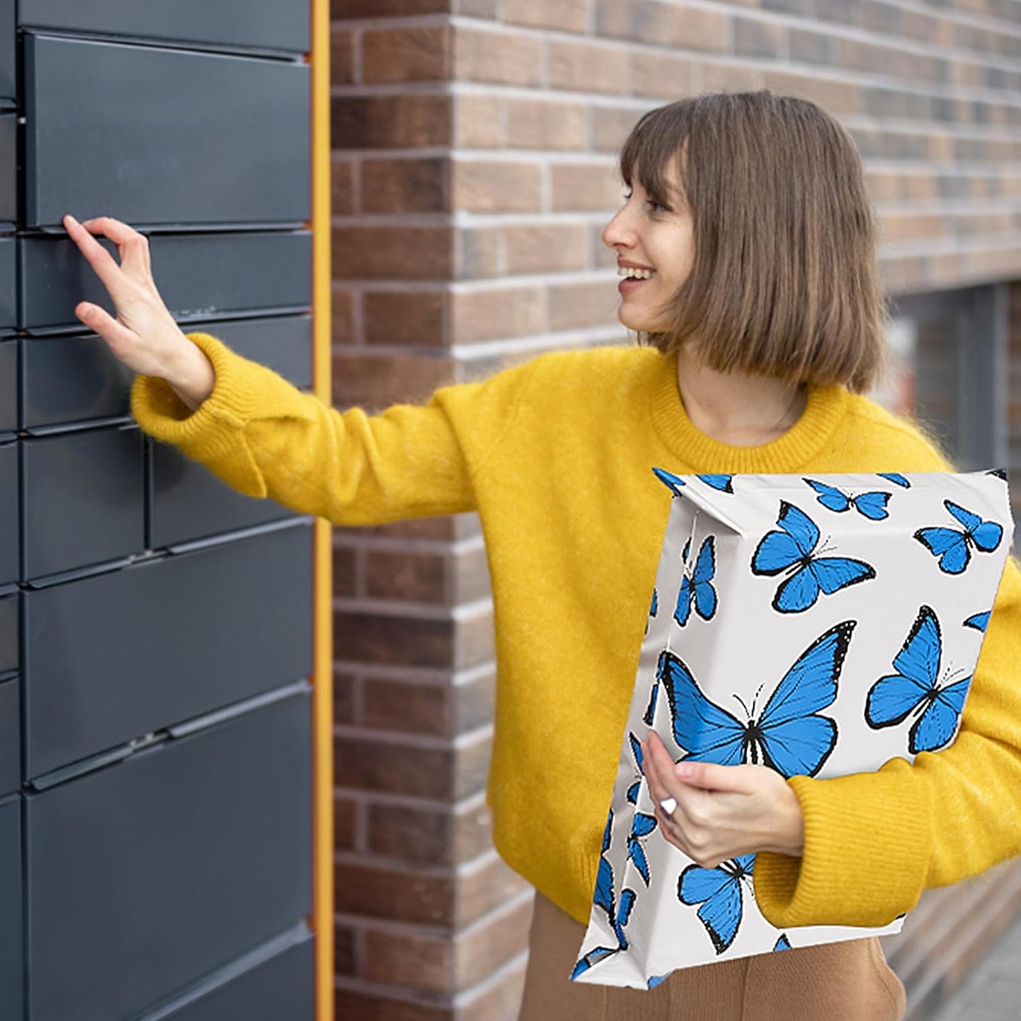 Cute Poly Mailers 14.5x19 Inch 50 Pcs - Butterfly Printed Shipping Bags for Clothing - Waterproof and Tear Resistant Mailing Envelopes - Self-Sealing Packaging Bags for Small Business