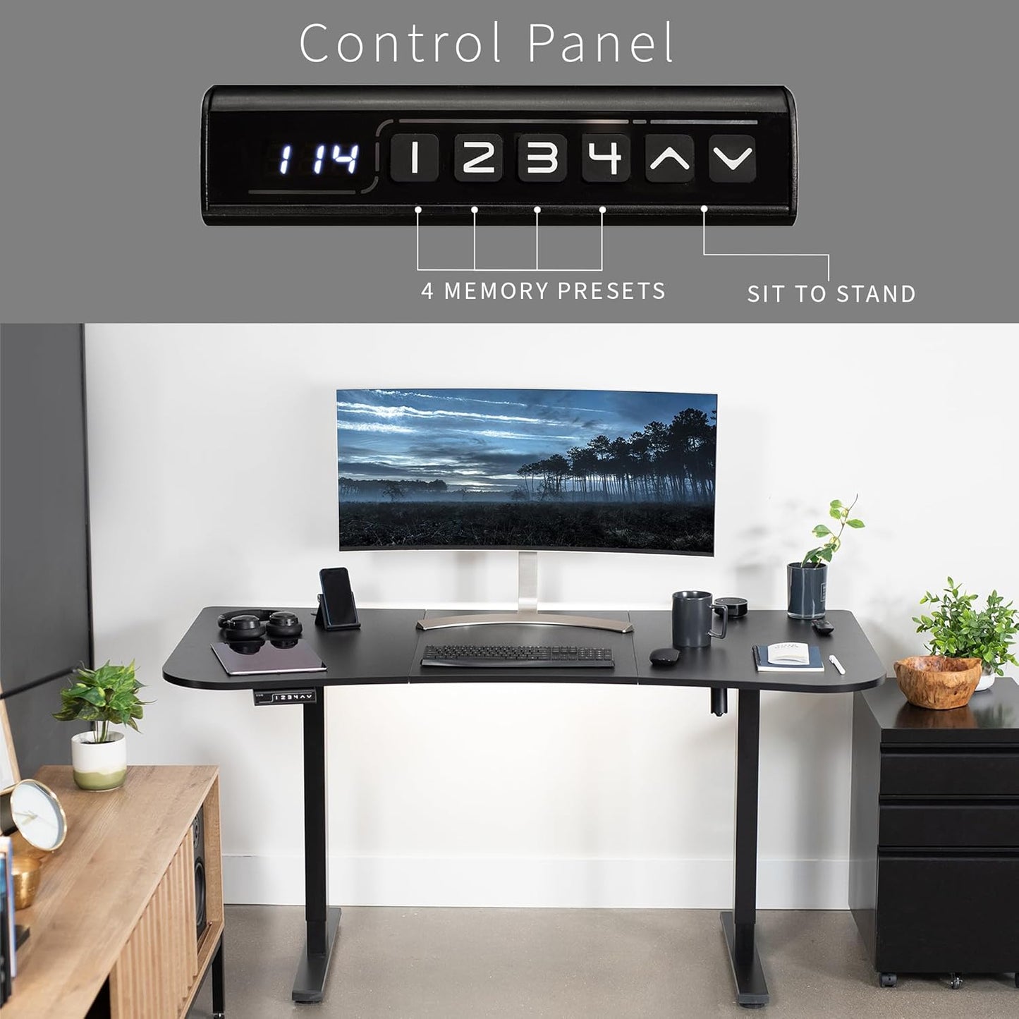 VIVO Electric 63 x 32 in Standing Desk, Memory Height Adjustment, 1B Series, Black Top Black Frame, DESK-KIT-1B1B