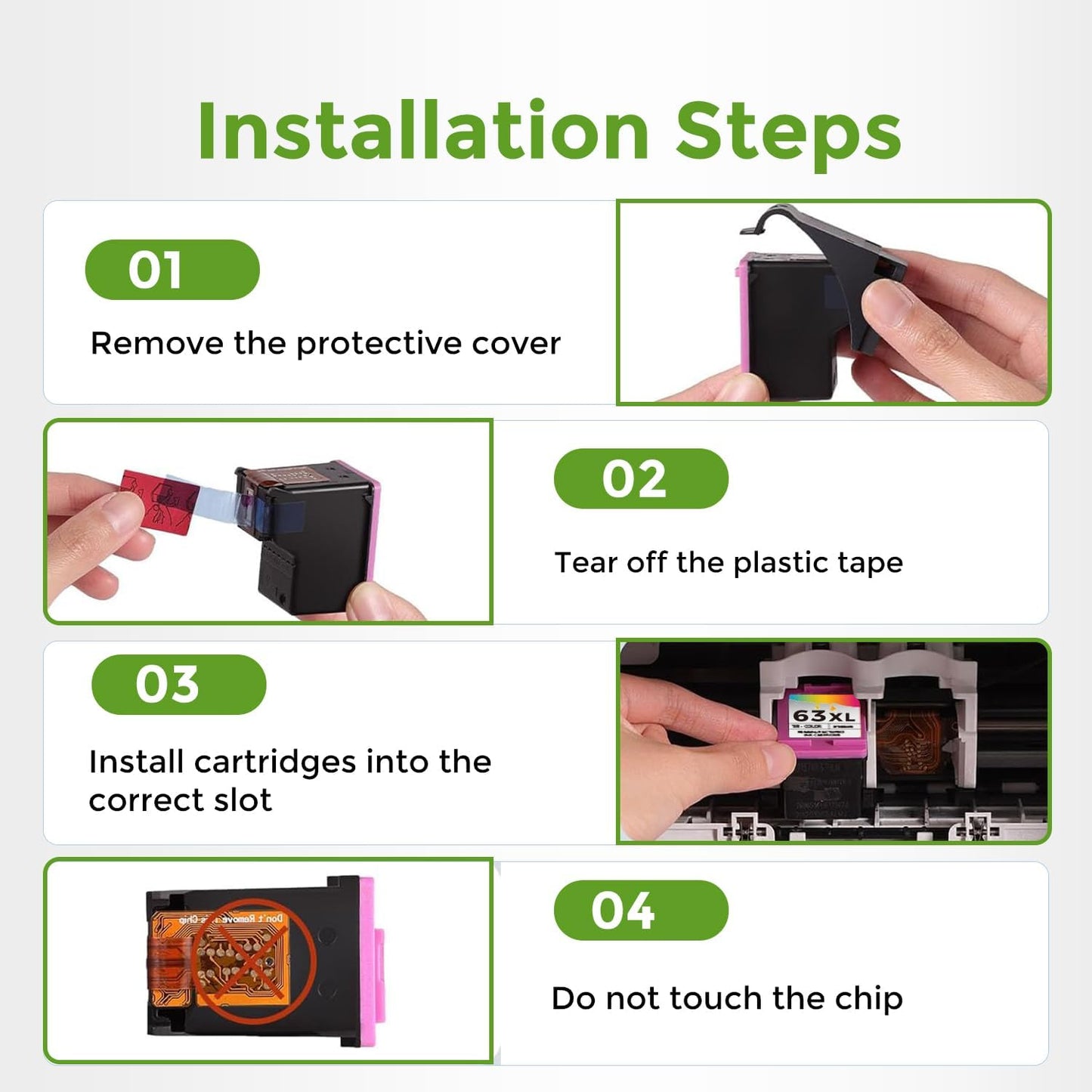 63XL Black Ink Cartridge Replacement for HP 63 HP63 XL 63XL BK Ink for 3830 4650 4652 4655 5200 5252 5255 5258 4520 4512 1112 2132 3630 3632 3631 2130 4510 4654 Printer 2-Pack High Yield Cartridge