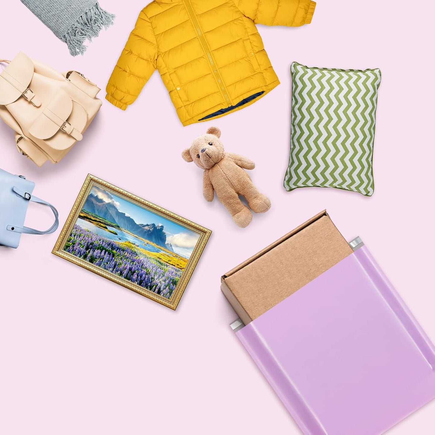 Fuxury 40000 Pcs Large Poly Mailers 19x24 Inch, Waterproof Shipping Bags for Clothing, Strong Adhesive Shipping Envelopes for Small Business Suppliers, Self Seal Mailers Poly Mailing Bags Light Purple