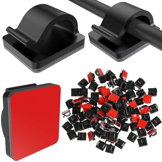 Blulu 100 Pieces Adhesive Cable Clips Bulk Wire Hooks Organizers for Cords Outdoor Rope Light Clips for String Fairy Hanging Lights Halloween Thanksgiving Christmas Party