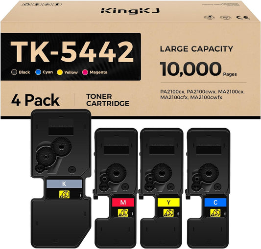 TK-5442 TK5442 Toner Cartridge 4-Pack High Yield Replacement for Kyocera TK-5442K TK-5442C TK-5442M TK-5442Y Compatible with ECOSYS PA2100cx PA2100cwx cdn MA2100cx/ MA2100cfx MA2100cwfx Laser Printers