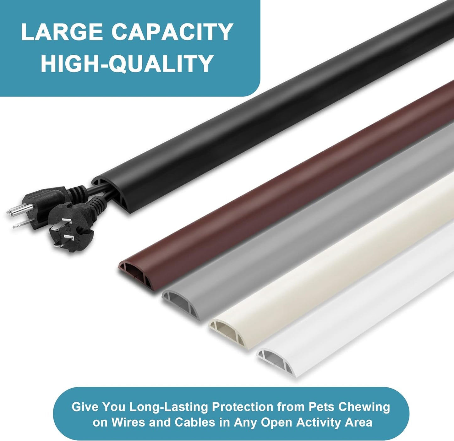 5.5FT Floor Cord Cover, Beige Soft Cable Cover Floor, Large Size Extension Cord Covers for Floor, Power Cord Protector Floor Wire Cover - Cord Channel Diameter: 0.7" (W) x 0.4" (H)