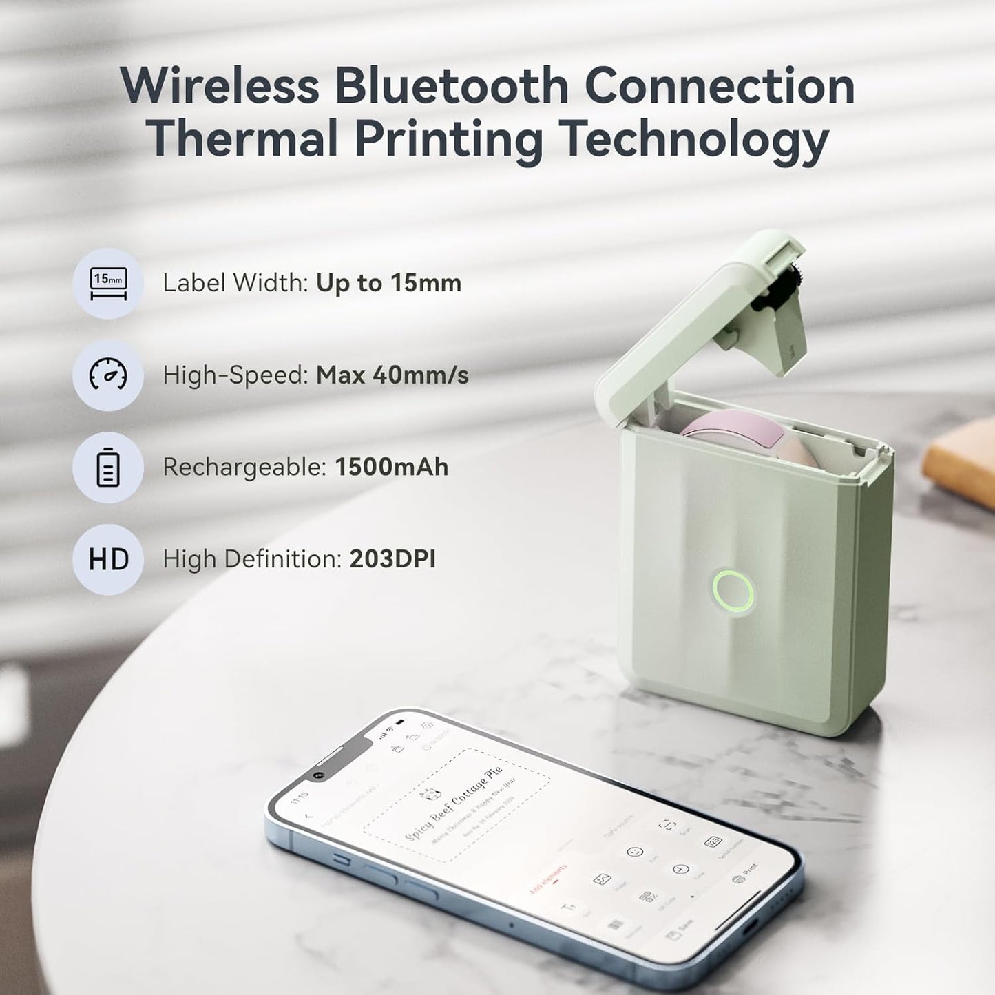 NIIMBOT D110 Upgraded Version Mini Label Maker Machine with Tape, Portable Bluetooth Thermal Printer, Sticker Labeler with Multiple Templates for Office Organization Home Kitchen School, Green