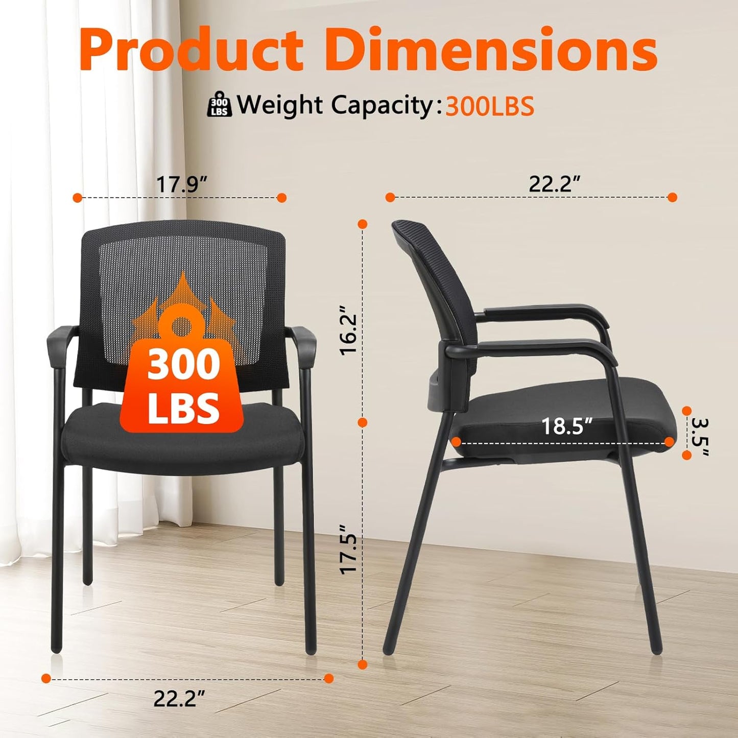 CLATINA Black Stacking Chairs Stackable Waiting Room Chairs with Armrest, Mesh Office Reception Guest Chair for Home Desk Conference Lobby Church Medical Meeting Training Ergonomic, Set of 8