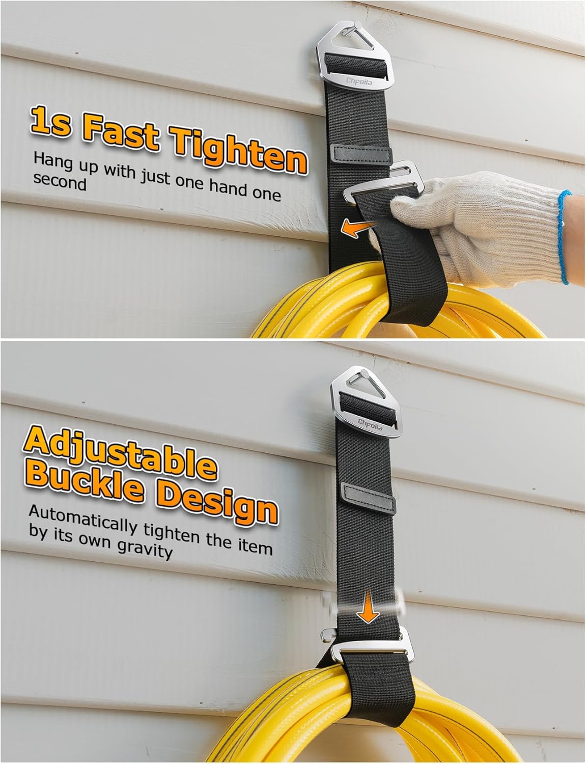 6 Pack One Hand Operation [1s Tighten by Gravity] Adjustable Extension Cord Organizer Holder, Hose Rope Storage Straps Wrap for RV Shed Workshop Garage Organization, Gadgets Tools Gifts for Dad Men