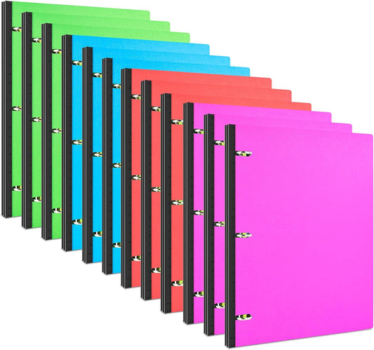 INFUN Telescoping 3 Ring Binder - 12 PCS, Portable 0.75 inch Plastic 3 Ring Binder with Telescoping Spine ，Binders with Foldable Front Cover Holds 8.5" x 11" Paper for School,Office and Homes