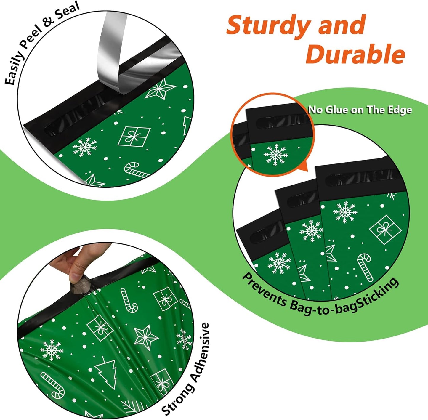 Poly Mailers 14.5x19 Inch 50 Pcs - Christmas printed Shipping Bags, 2.4mil Thickness, Waterproof and Tear Resistant Mailing Envelopes, Self-Sealing Packaging Bags for Small Business