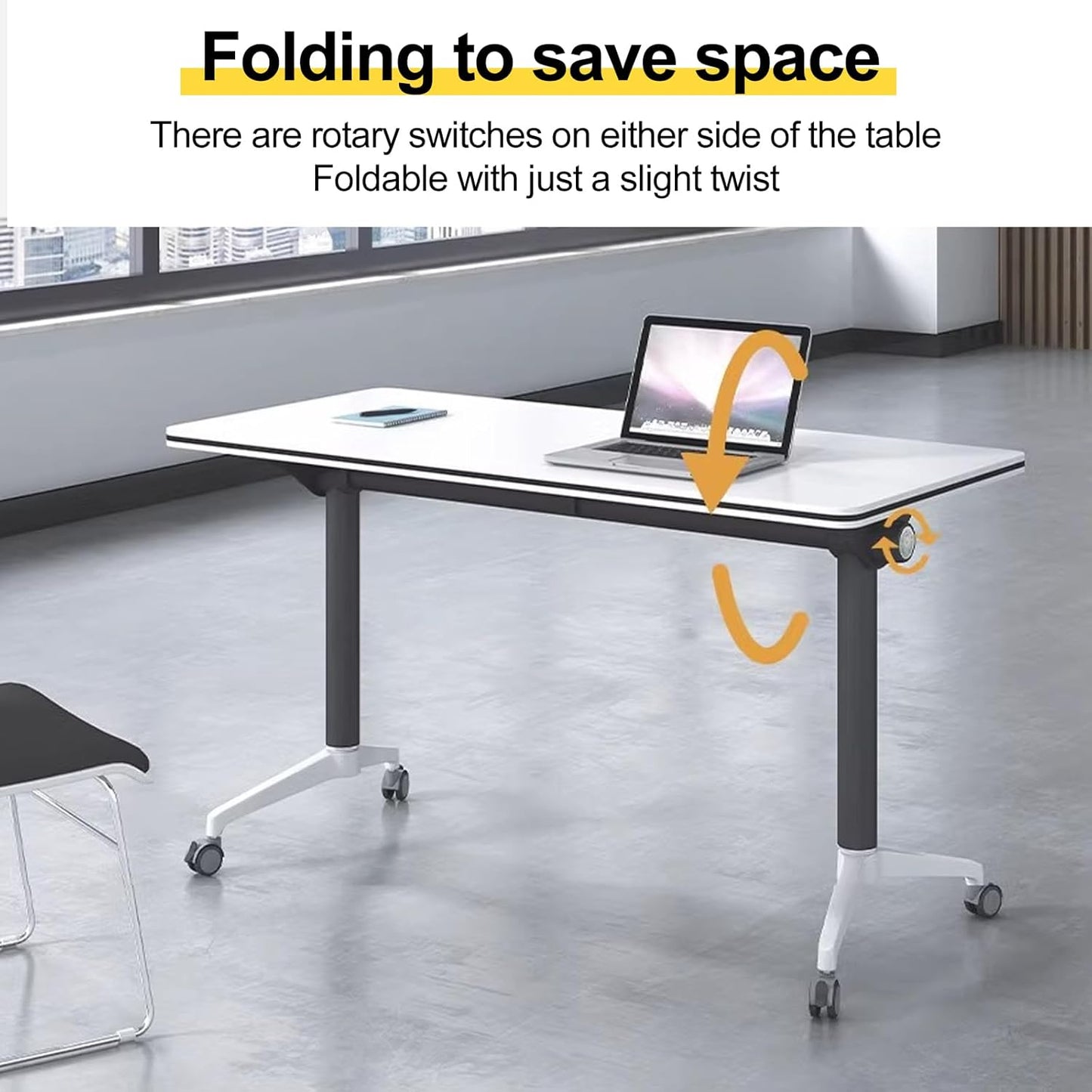 Conference Room Table with Flip-Top Design for Dynamic Meetings, Business Table Computer Desk with Heavy-Duty Frame,Foldable Seminar Meeting Tables for Home Office (6, E, 70.8IN)