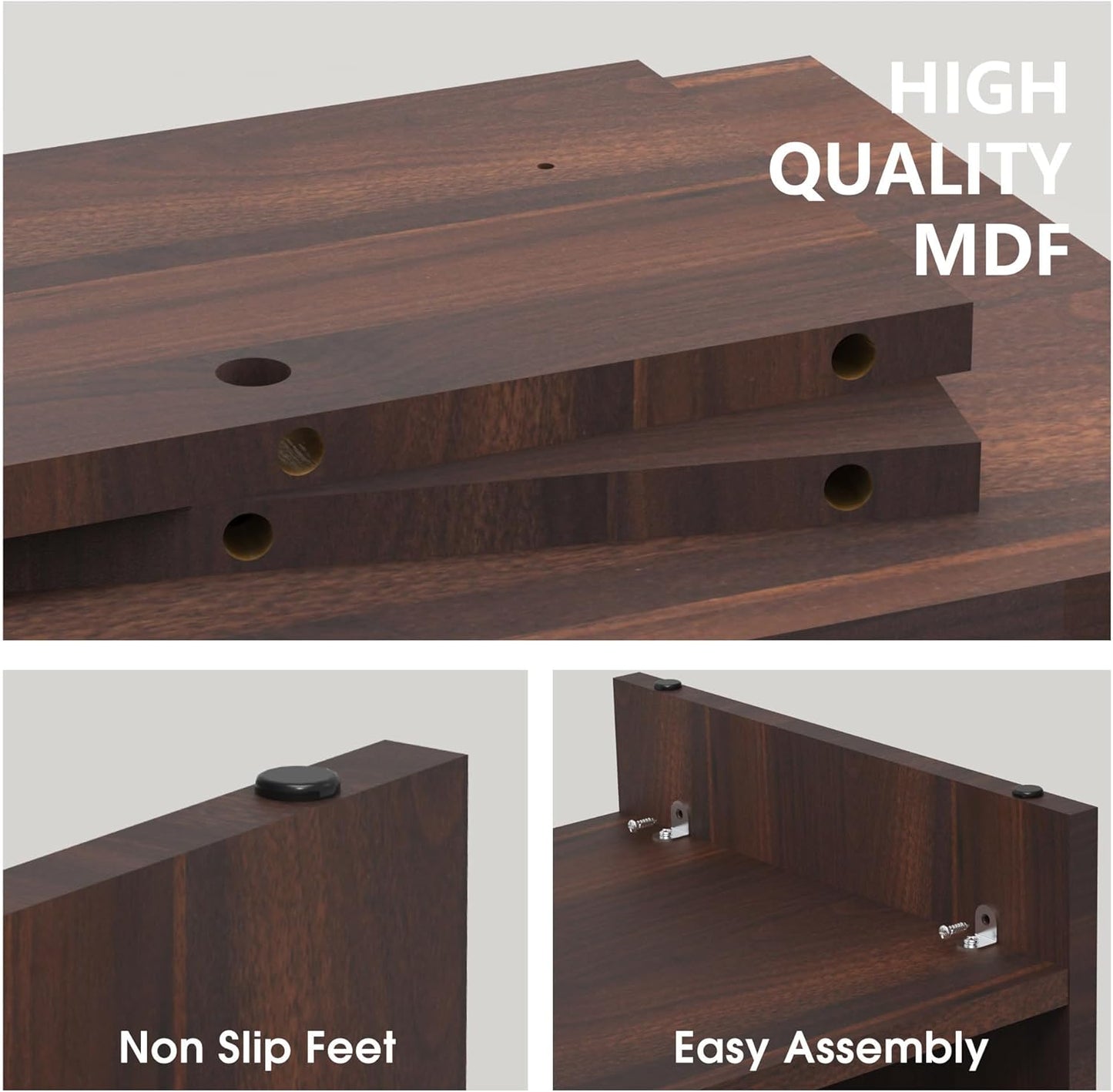 Fenge Monitor Stand, 31.5 Inch Computer Monitor Riser for Desk, 2 Tiers Wood Desk Shelf with Storage, Desktop Organizer for PC, Laptop, Screen, Printer