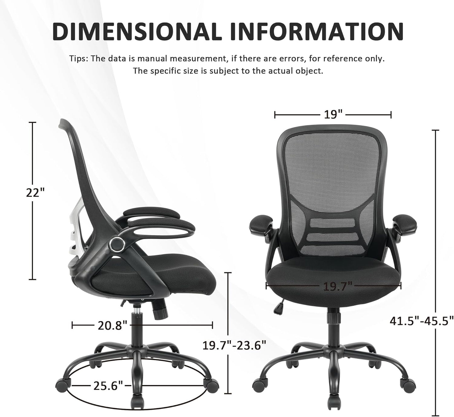 HYLONE Office Chair Ergonomic Desk Chair with Adjustable Armrests, Mesh Executive Chair, Home Office Computer Chairs for Long Hours(Black)