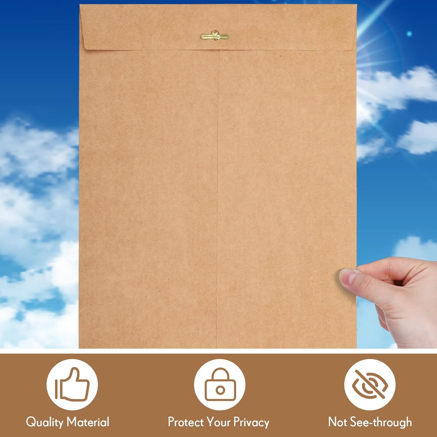 Teling 50 Pcs Manilla Envelopes Clasp Kraft Catalog with Closure for Storing Mailing 28 lb Kraft Envelope Paper for Office Document School Business Home(Brown,10 * 13)