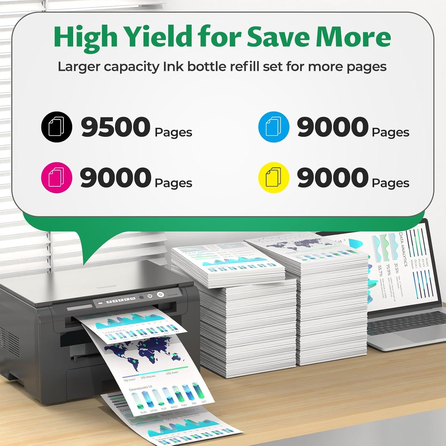 31 32XL Ink Bottle Set Compatible for Smart Tank 5101 7602 6001, Compatible for HP 31 Ink 32XL Black Ink Bottle for Smart Tank 5000 5102 7301 7001 Plus 651 570 551 455 457 450 All-in-One Printer