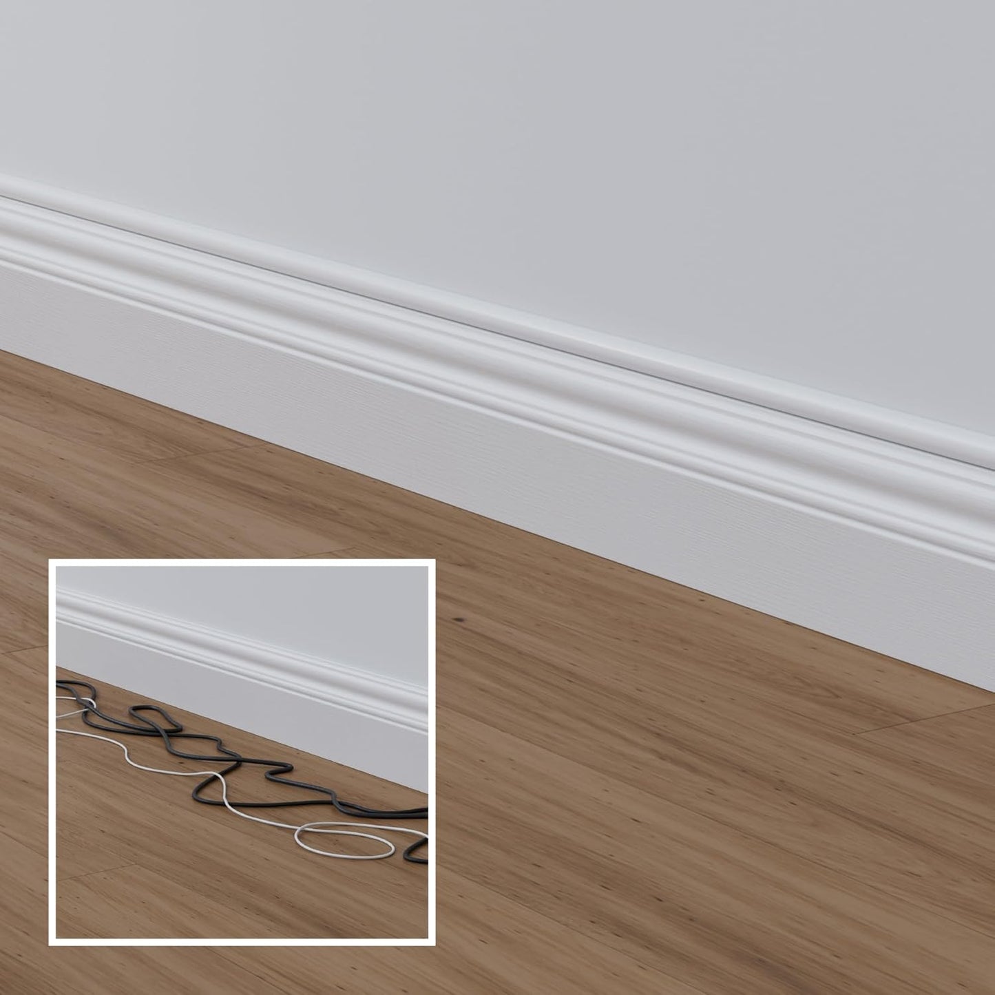 D-Line 13.12ft Cord Hider Kit, Patented Cable Cover, Hide Wires on Wall, Channel for TV Mount Cords, Raceway Wire Hiders, Paintable, Adhesive, Half Round, 4X 0.78in W x 0.39in H x 39in Lengths, White