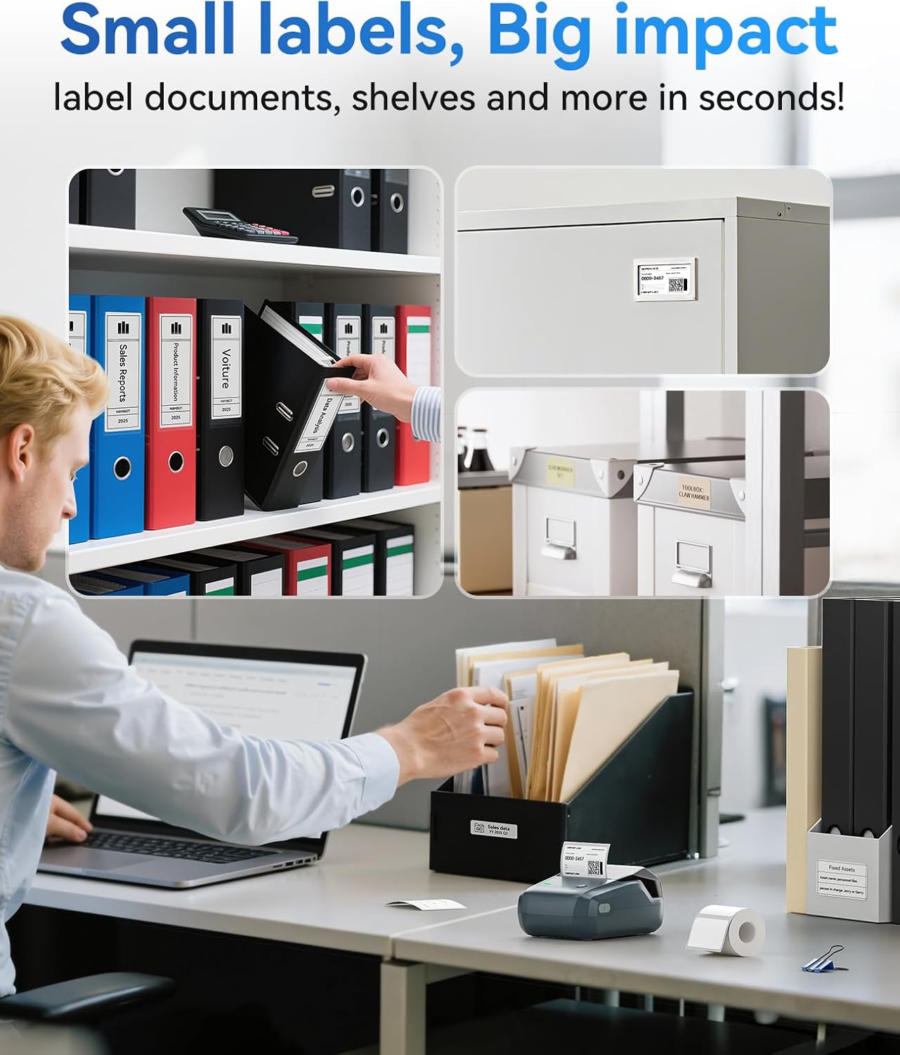 NIIMBOT B1 Label Maker Machine with Tape, Thermal Label Printer Easy to Use for Office, Home, Business, 2 Inch Label Maker with 2'' x1.18'' Labels